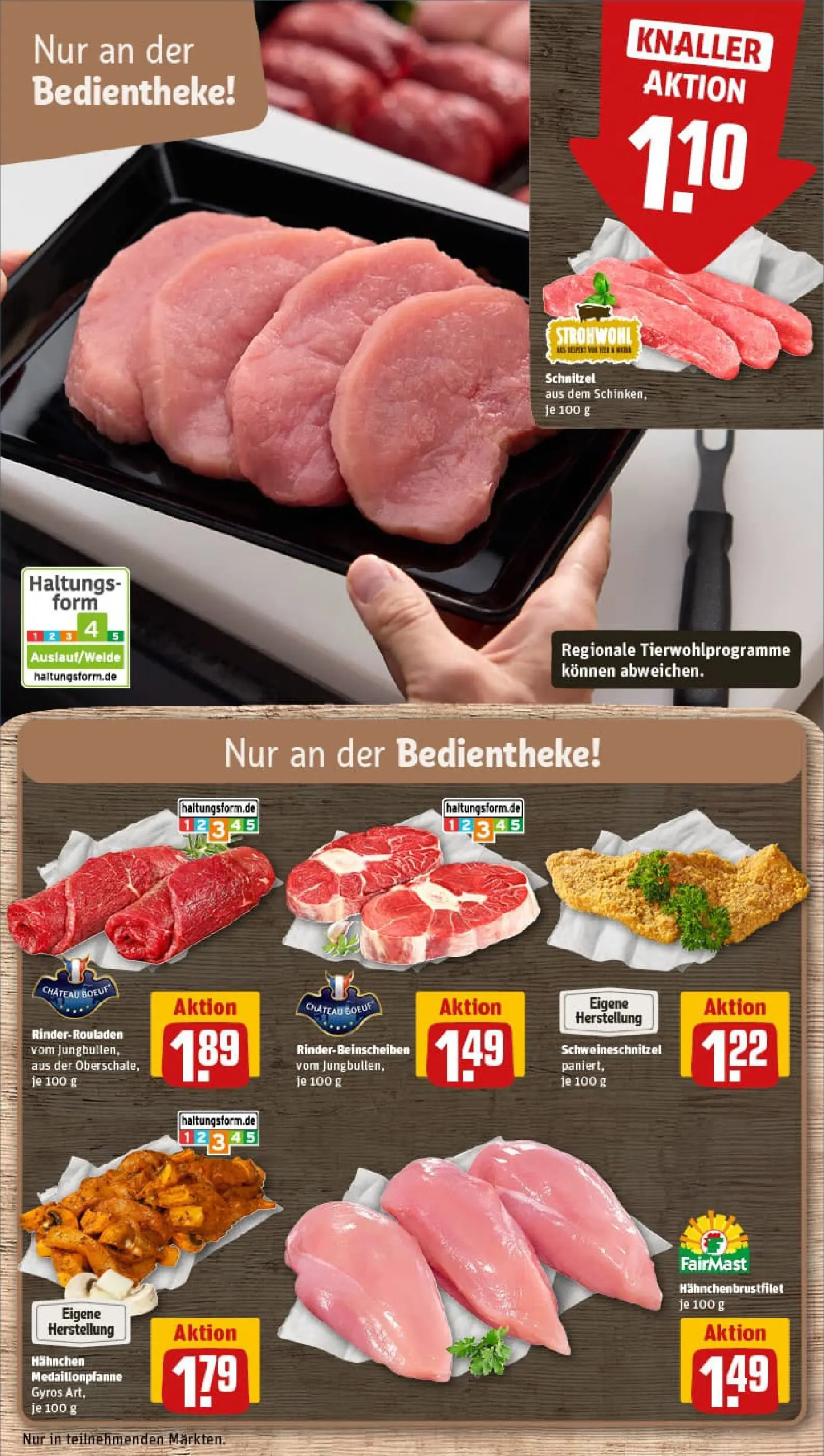 REWE Prospekt ab 11.01.2026 zum Blättern » Angebote | Seite: 10 | Produkte: Rinderrouladen, Hahnchen, Schnitzel, Schinken