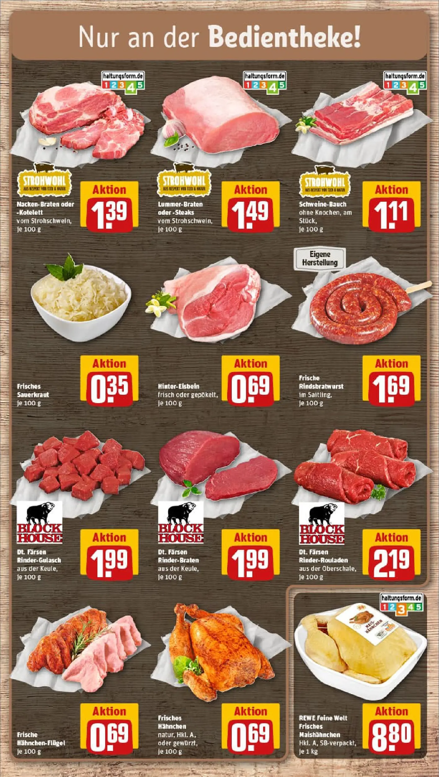 REWE Prospekt ab 11.01.2026 zum Blättern » Angebote | Seite: 8 | Produkte: Rinderrouladen, Rinderbraten, Hahnchen, Gulasch