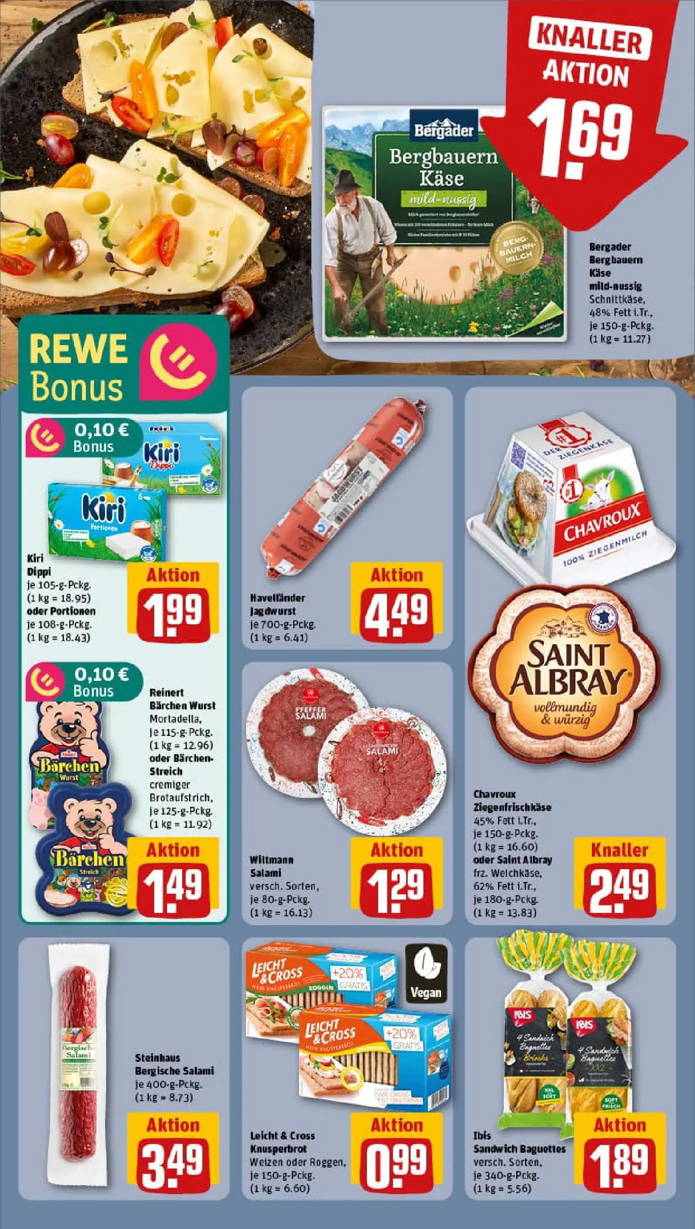 REWE Prospekt ab 11.01.2026 zum Blättern » Angebote | Seite: 14 | Produkte: Käse, Baguette, Wurst, Salami