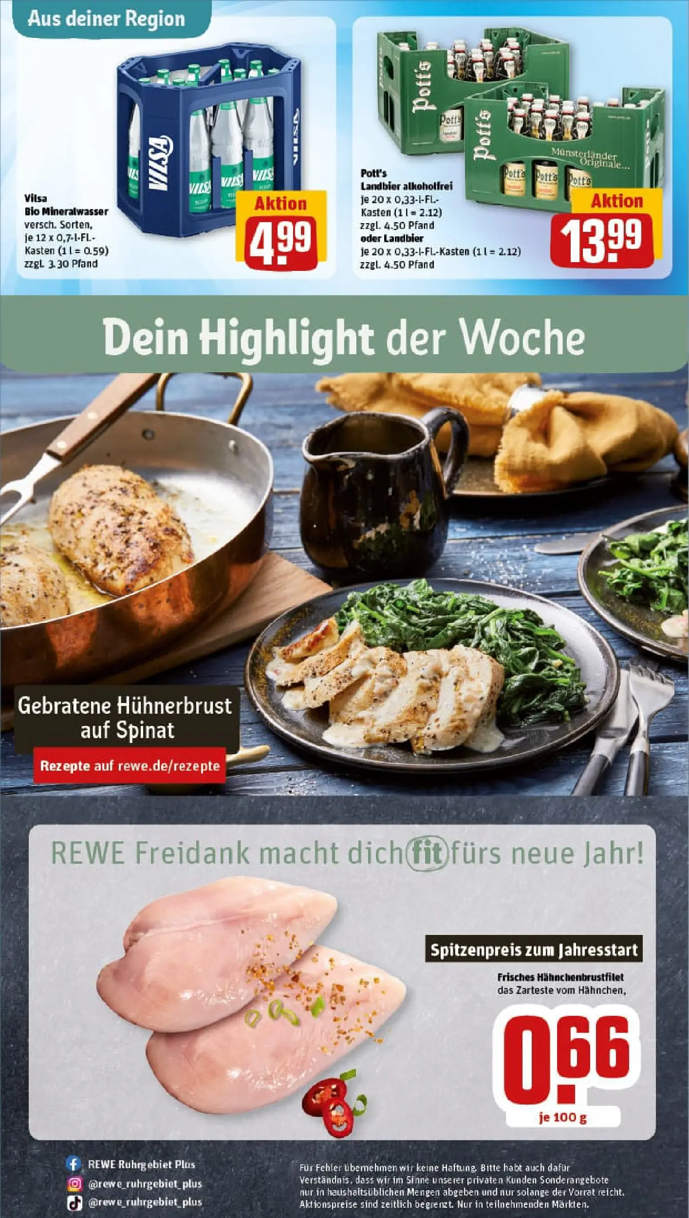 REWE Prospekt ab 11.01.2026 zum Blättern » Angebote | Seite: 32 | Produkte: Hahnchen, Mineralwasser