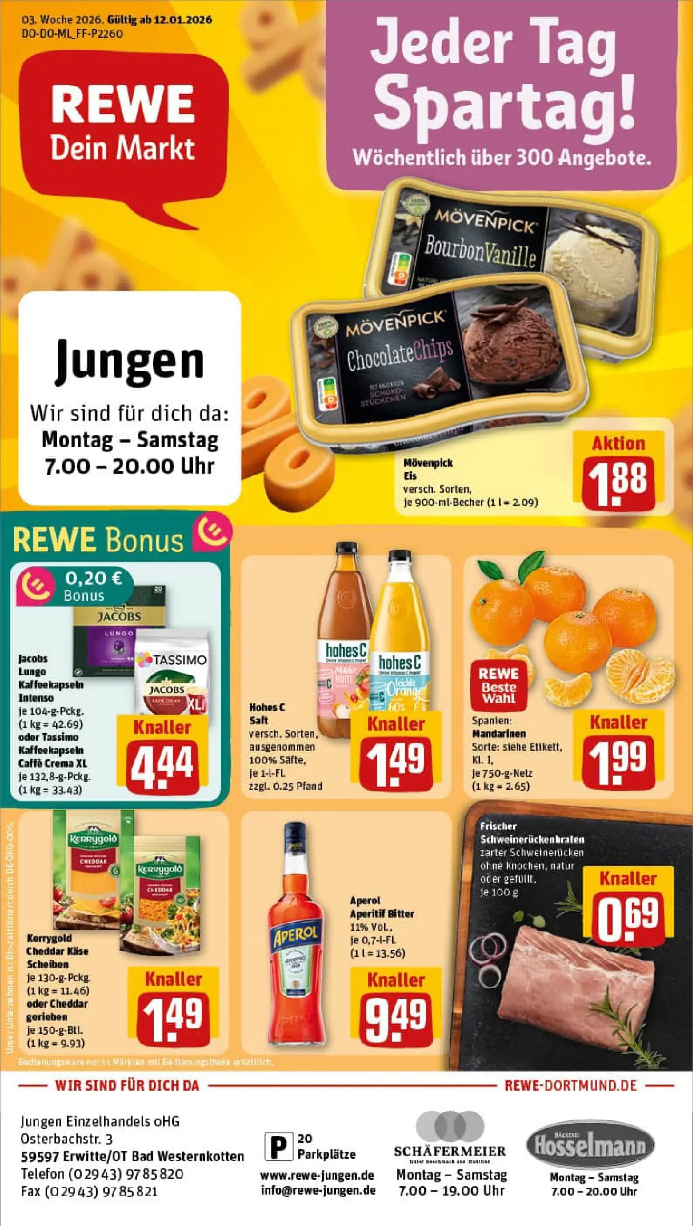 REWE Prospekt ab 11.01.2026 zum Blättern » Angebote | Seite: 1 | Produkte: Käse, Hohes c, Tassimo, Uhr