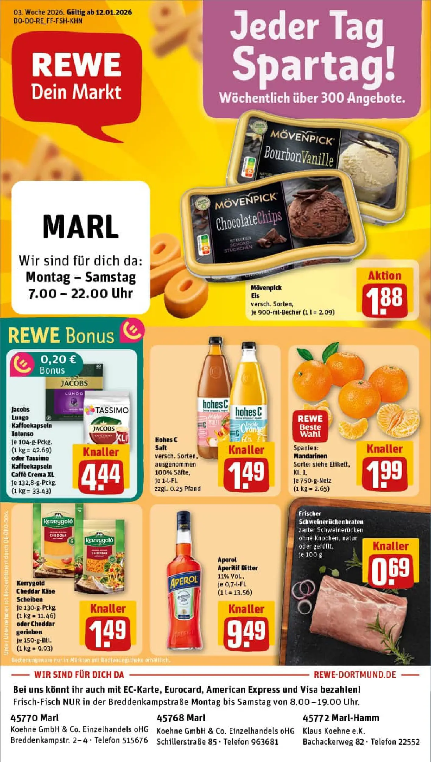 REWE Prospekt ab 11.01.2026 zum Blättern » Angebote | Seite: 1 | Produkte: Mandarinen, Hohes c, Telefon, Uhr