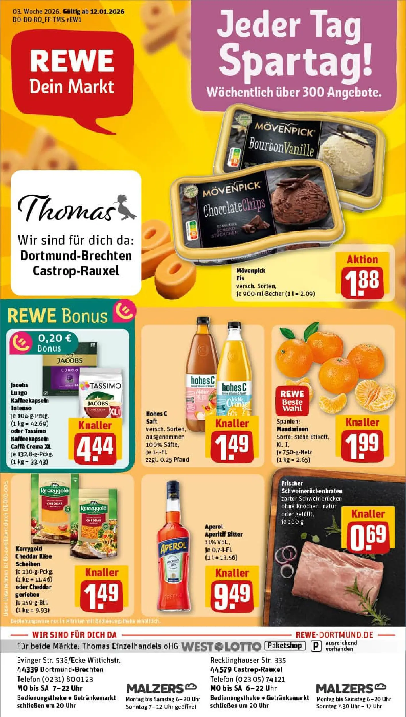REWE Prospekt ab 11.01.2026 zum Blättern » Angebote | Seite: 1 | Produkte: Käse, Mandarinen, Saft, Uhr