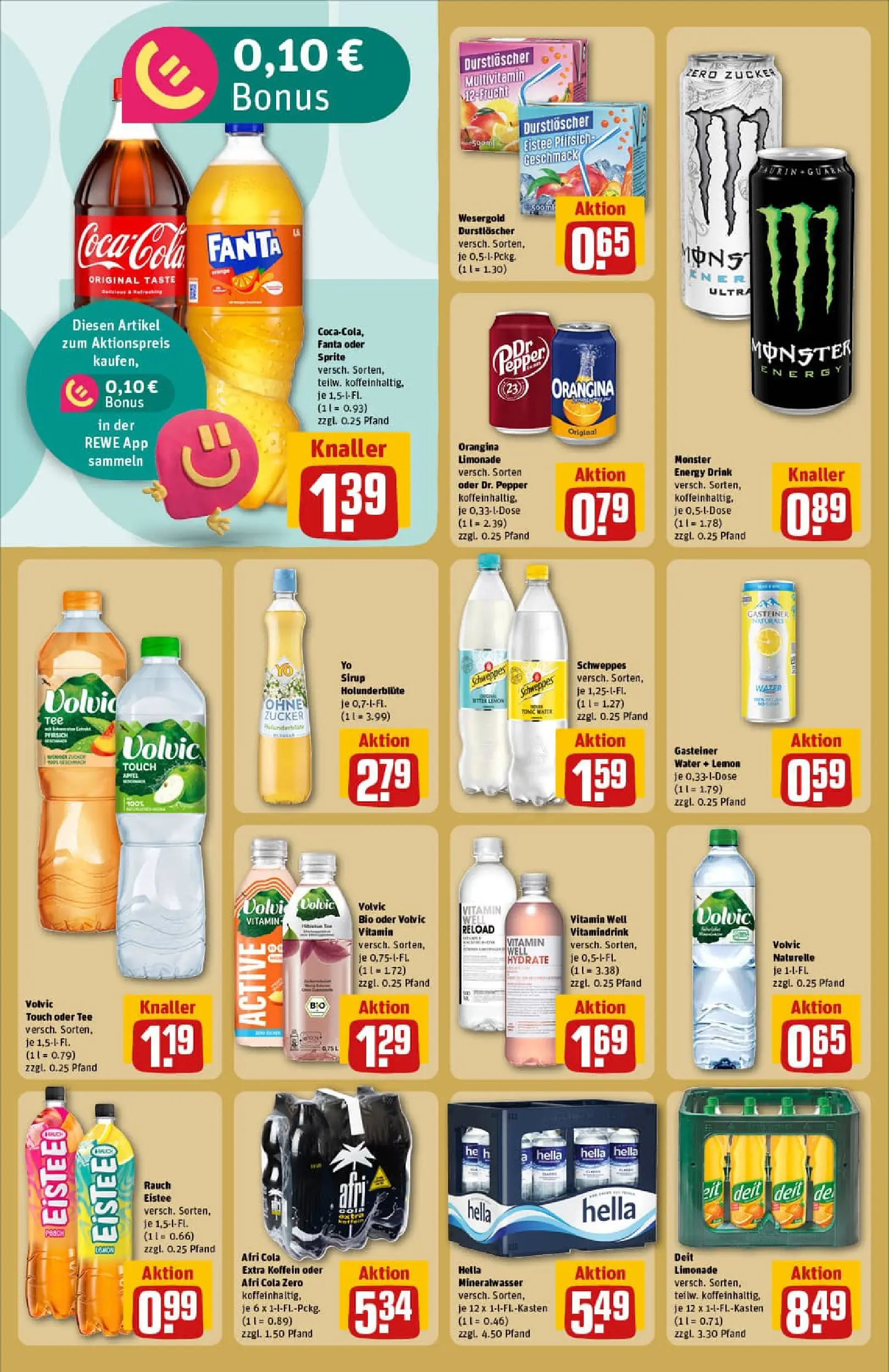 REWE Prospekt ab 11.01.2026 zum Blättern » Angebote | Seite: 16 | Produkte: Durstloscher, Cola, Limonade, Monster