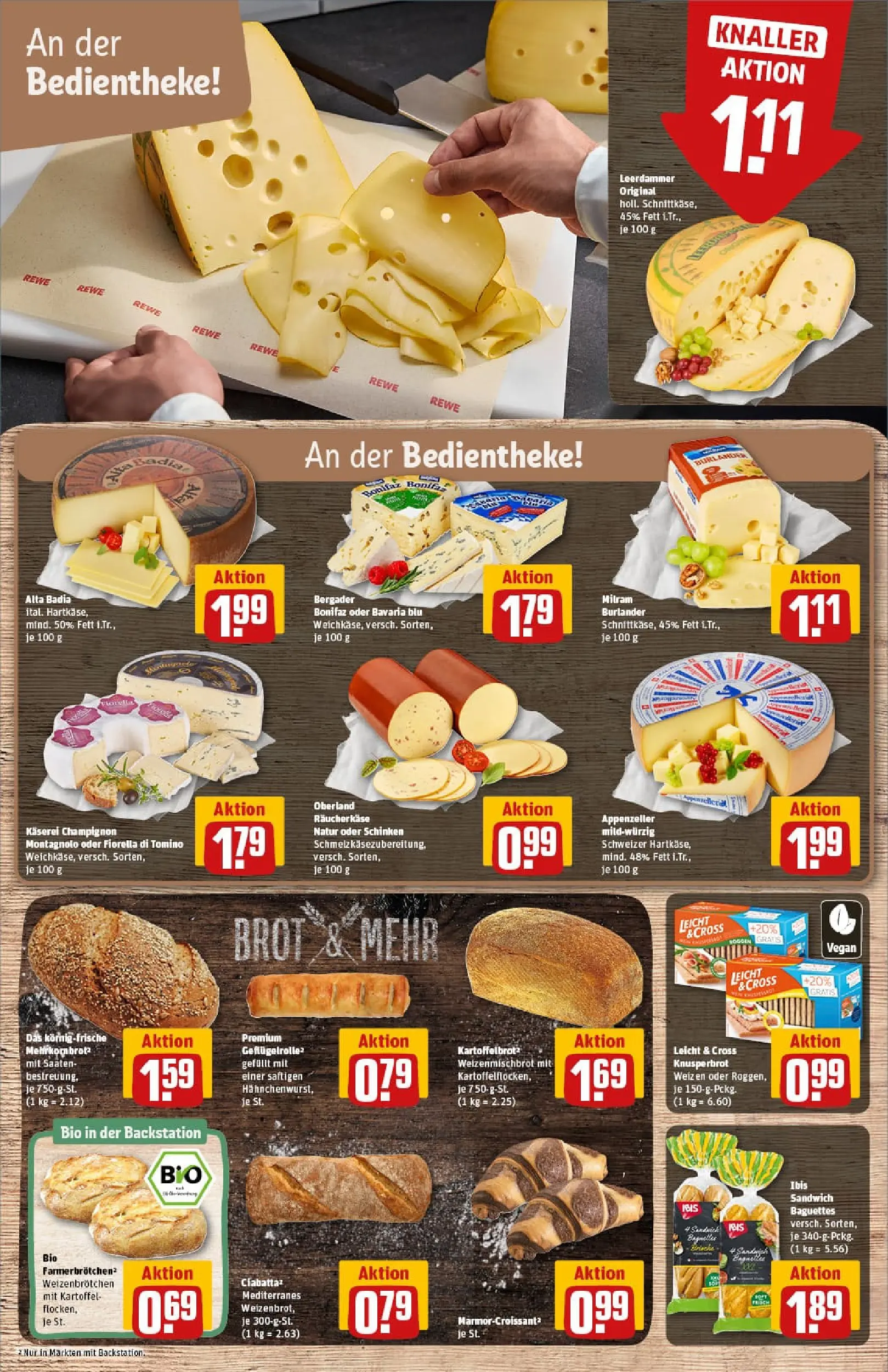 REWE Prospekt ab 11.01.2026 zum Blättern » Angebote | Seite: 13 | Produkte: Baguette, Leerdammer, Croissant, Milram