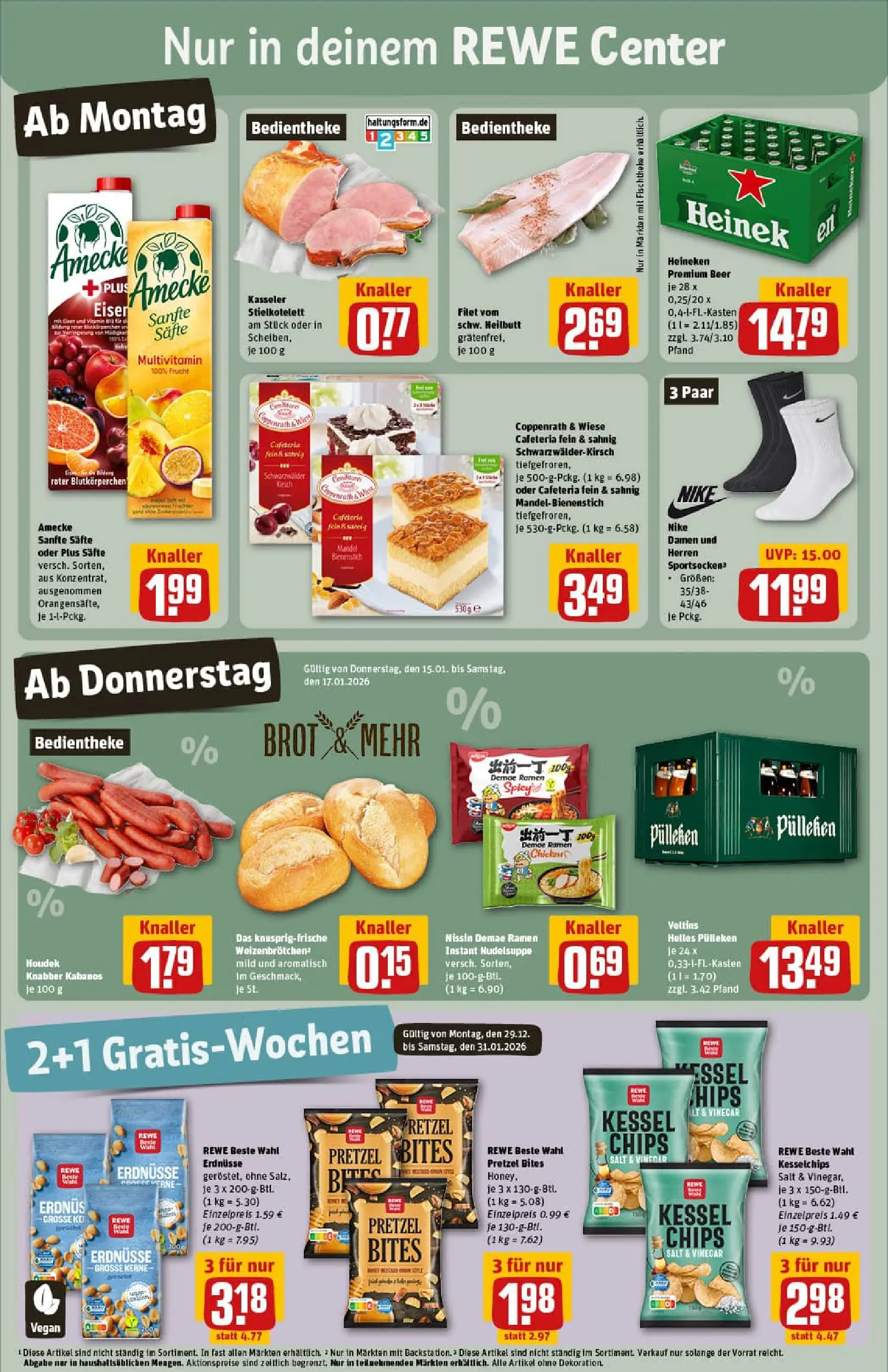 REWE Prospekt ab 11.01.2026 zum Blättern » Angebote | Seite: 3 | Produkte: Erdnüsse, Heineken, Chips, Veltins