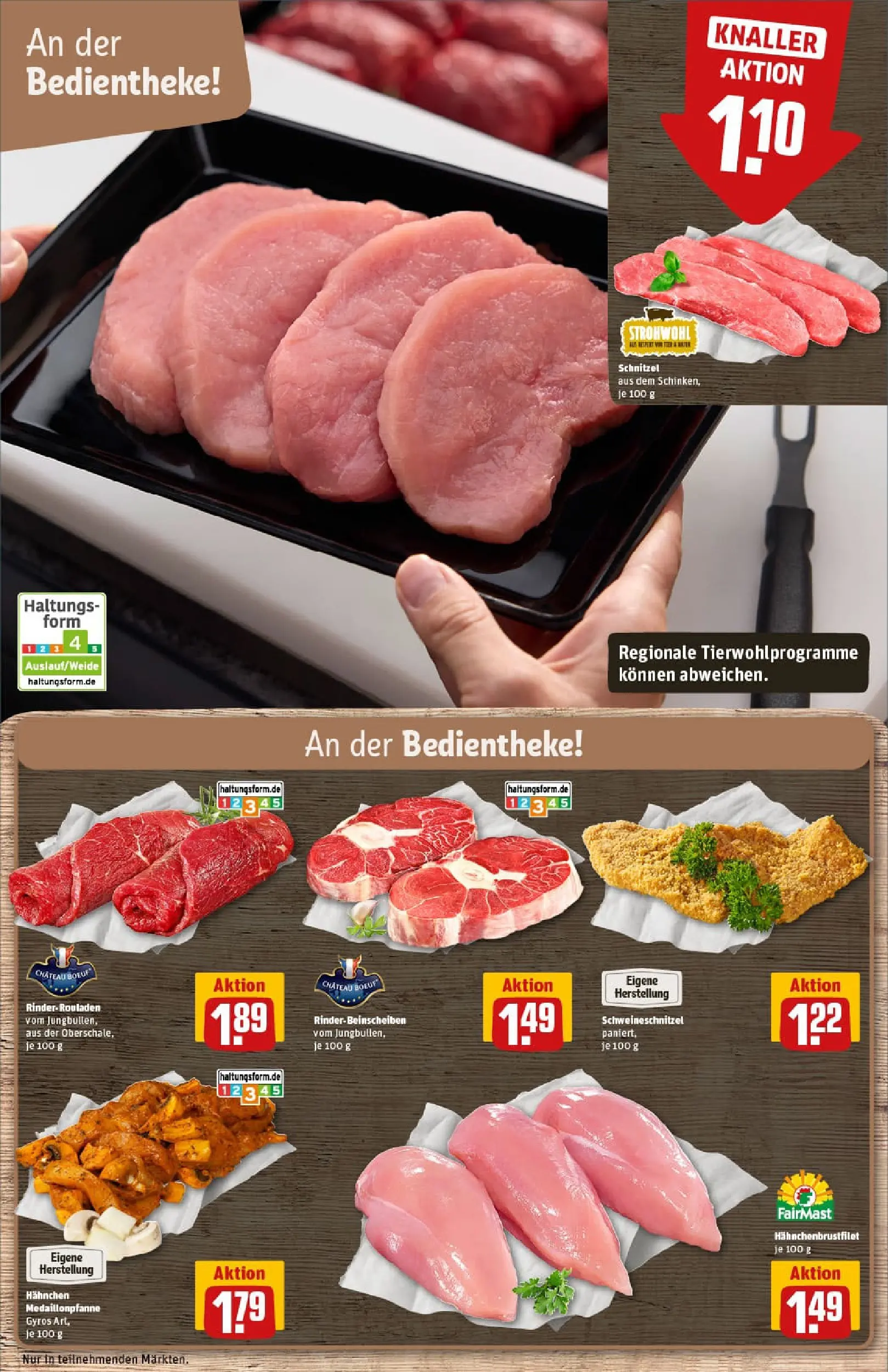 REWE Prospekt ab 11.01.2026 zum Blättern » Angebote | Seite: 10 | Produkte: Rinderrouladen, Hahnchen, Schnitzel, Gyros