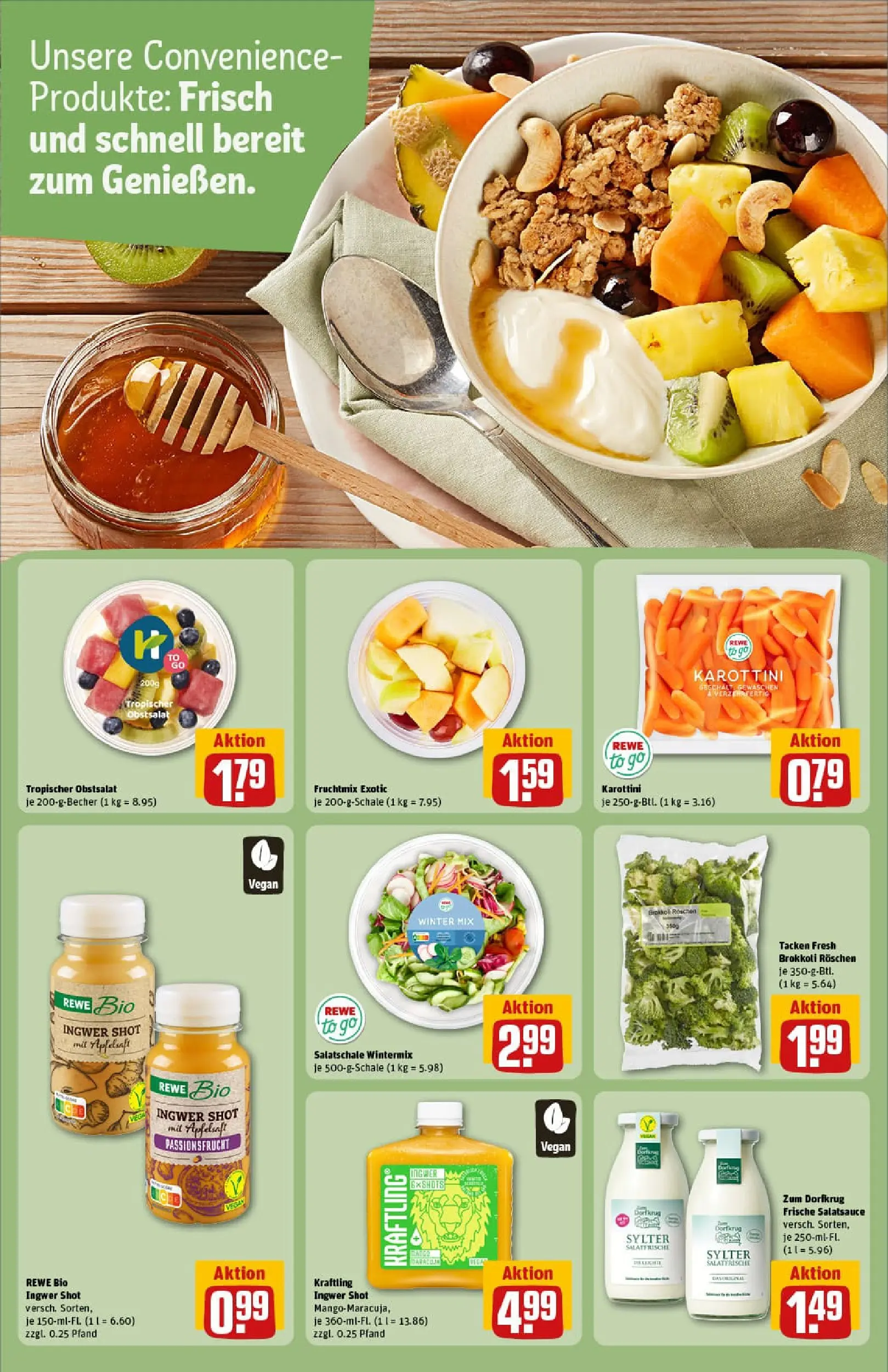 REWE Prospekt ab 11.01.2026 zum Blättern » Angebote | Seite: 22 | Produkte: Dressing, Apfelsaft, Brokkoli, Mango