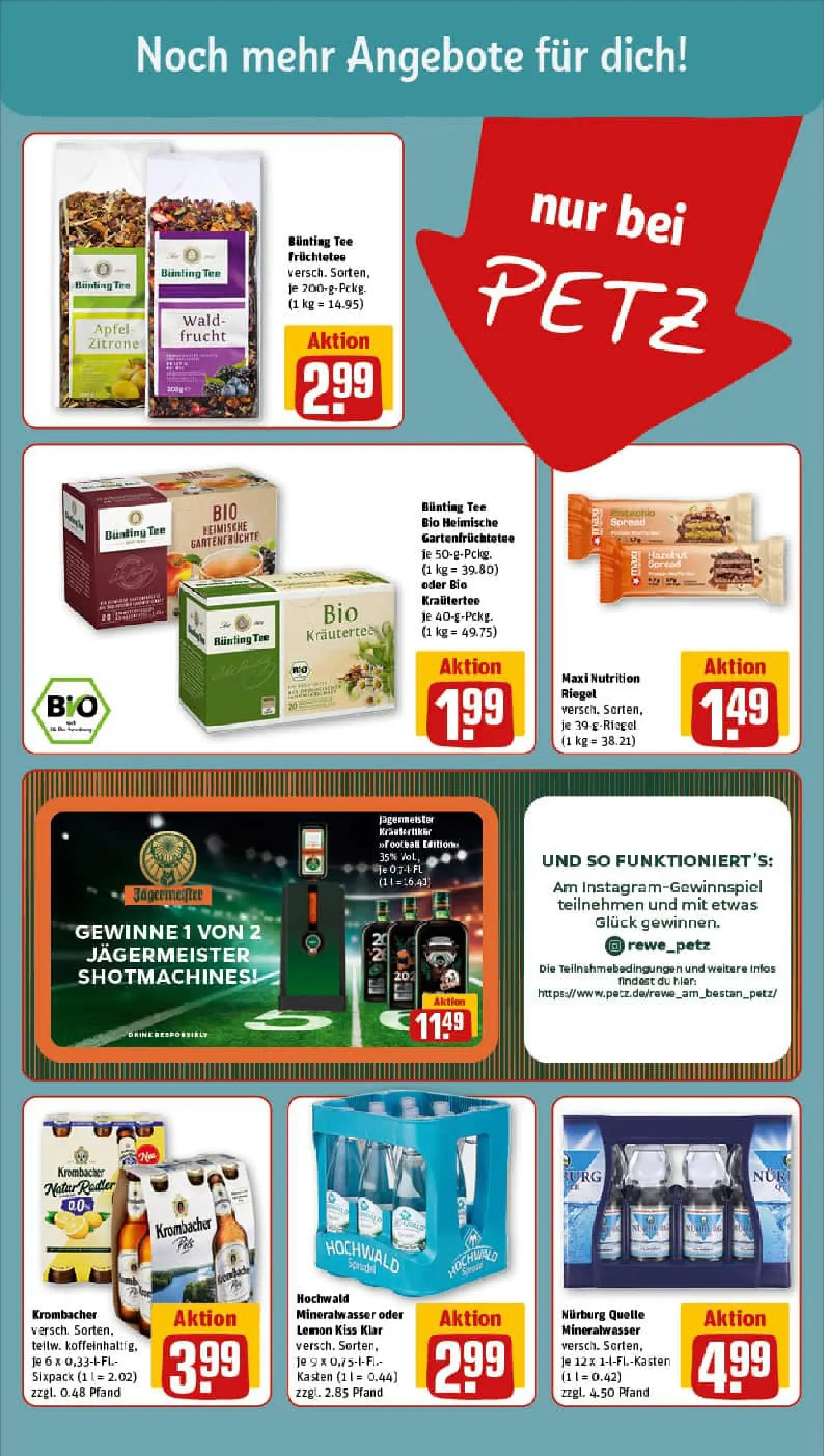 REWE Prospekt ab 11.01.2026 zum Blättern » Angebote | Seite: 15 | Produkte: Mineralwasser, Jägermeister, Krombacher, Tee