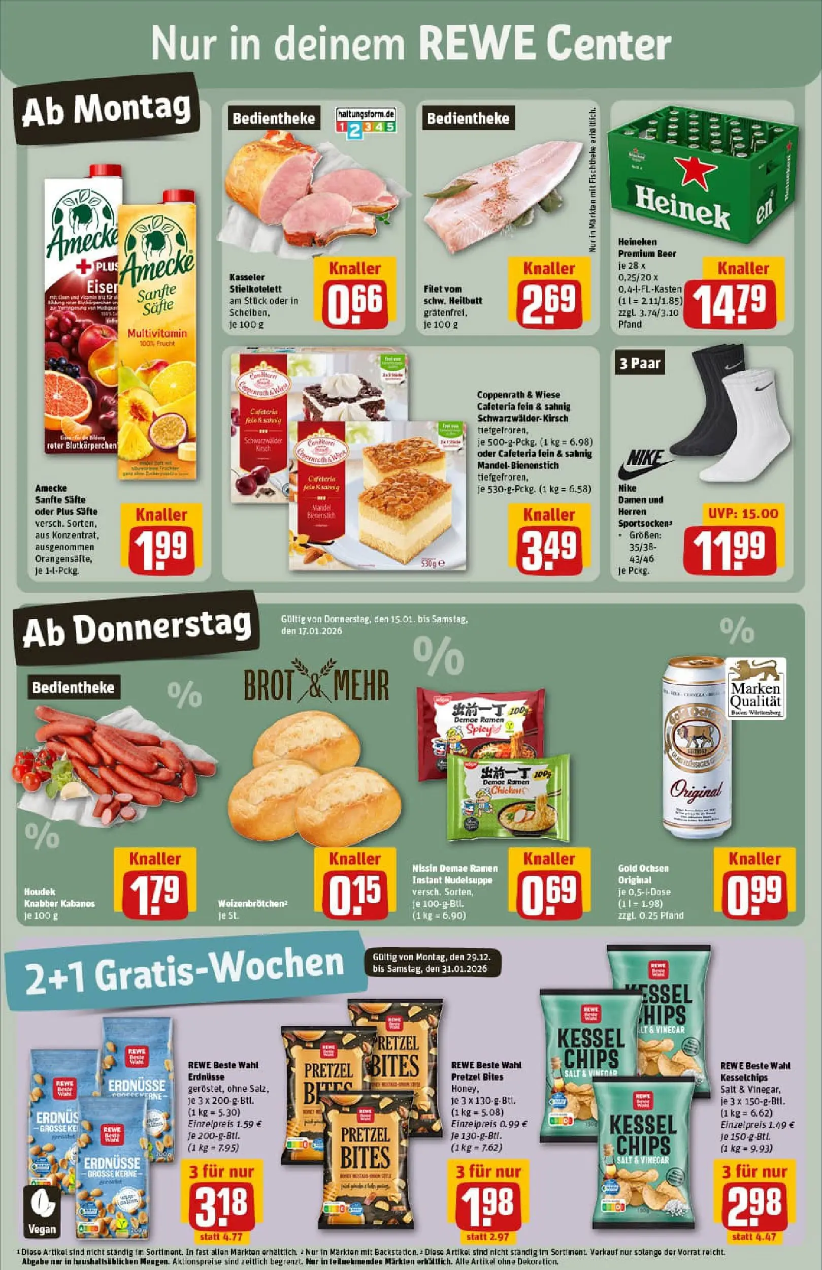 REWE Prospekt ab 11.01.2026 zum Blättern » Angebote | Seite: 3 | Produkte: Erdnüsse, Heineken, Brot, Chips