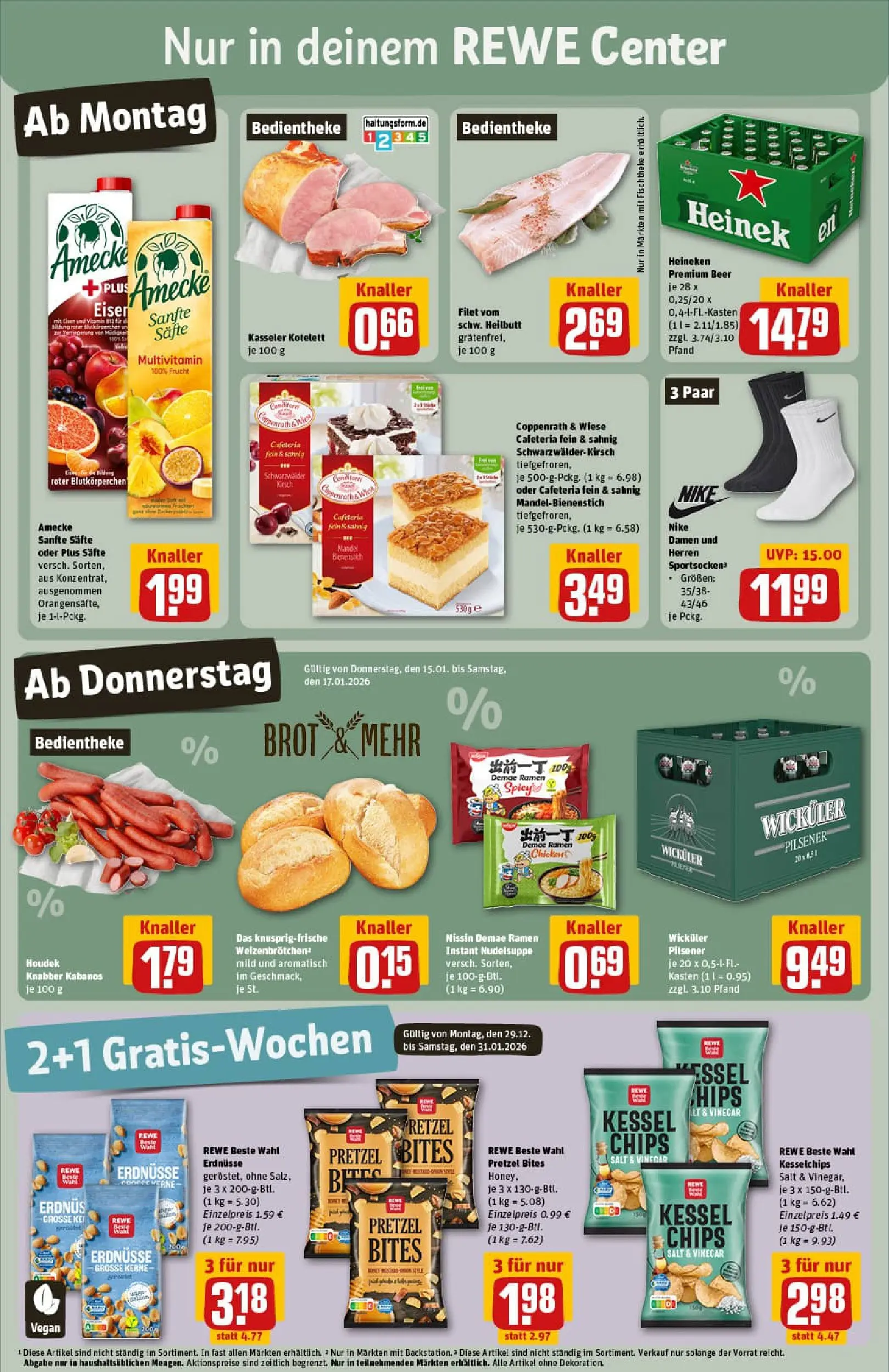 REWE Prospekt ab 11.01.2026 zum Blättern » Angebote | Seite: 3 | Produkte: Erdnüsse, Heineken, Brot, Chips