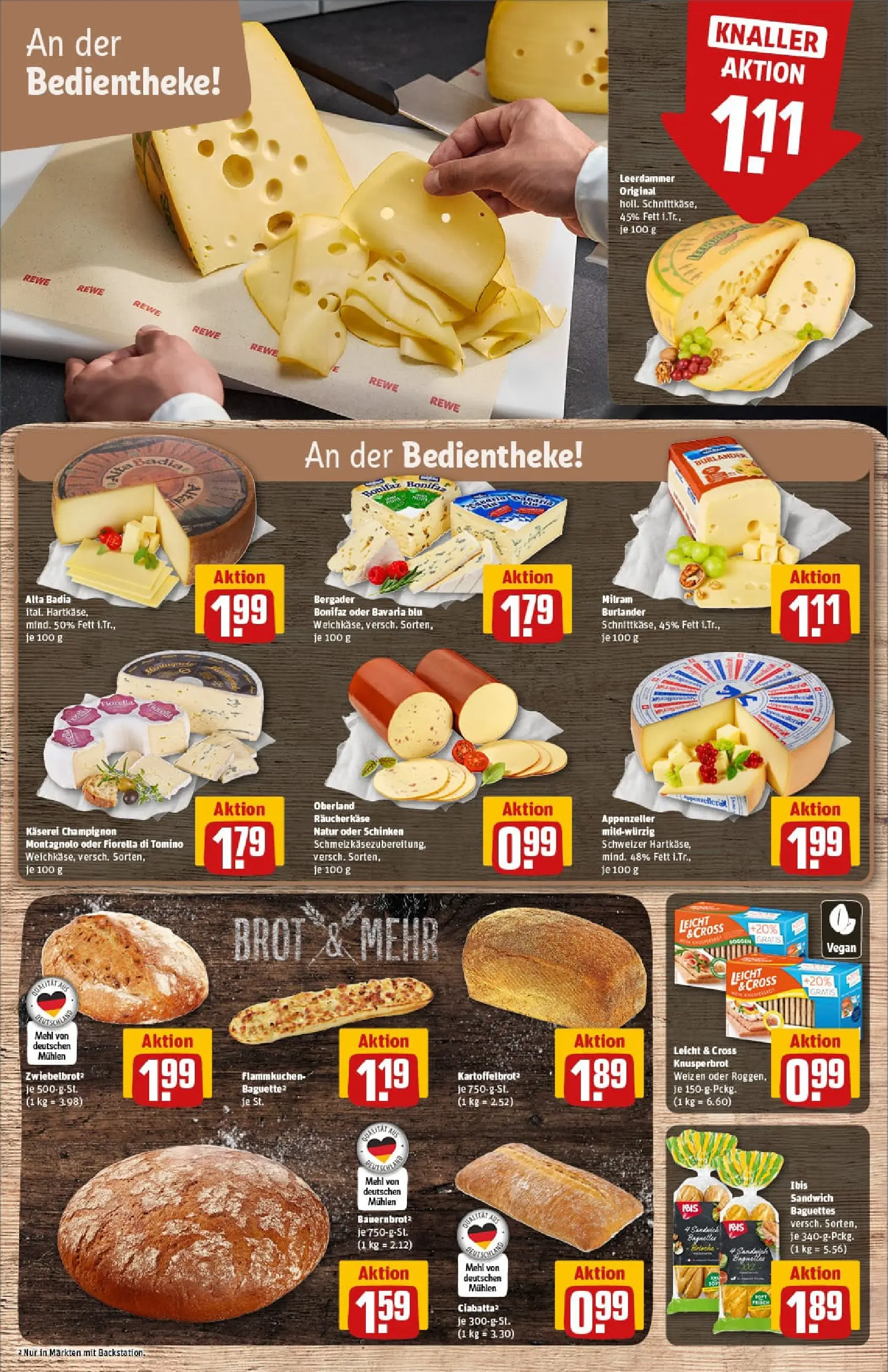 REWE Prospekt ab 11.01.2026 zum Blättern » Angebote | Seite: 11 | Produkte: Mehl, Leerdammer, Milram, Brot