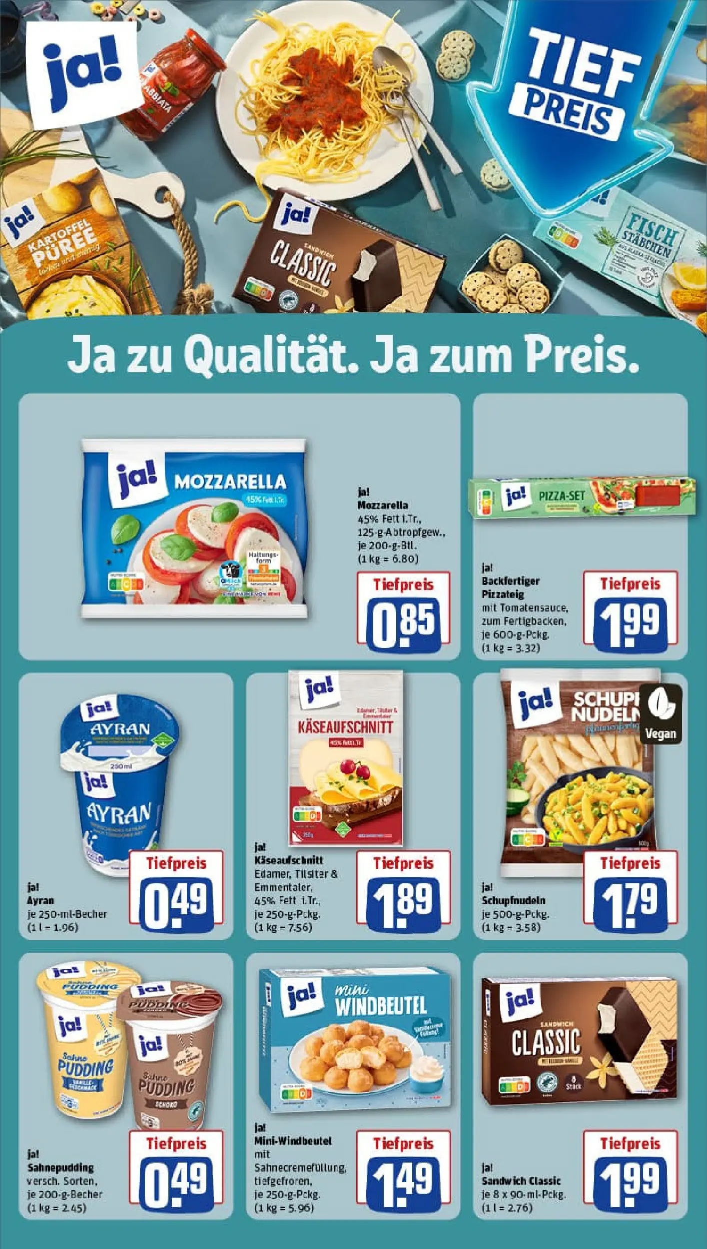 REWE Prospekt ab 11.01.2026 zum Blättern » Angebote | Seite: 22 | Produkte: Mozzarella, Pudding, Fisch, Nudeln