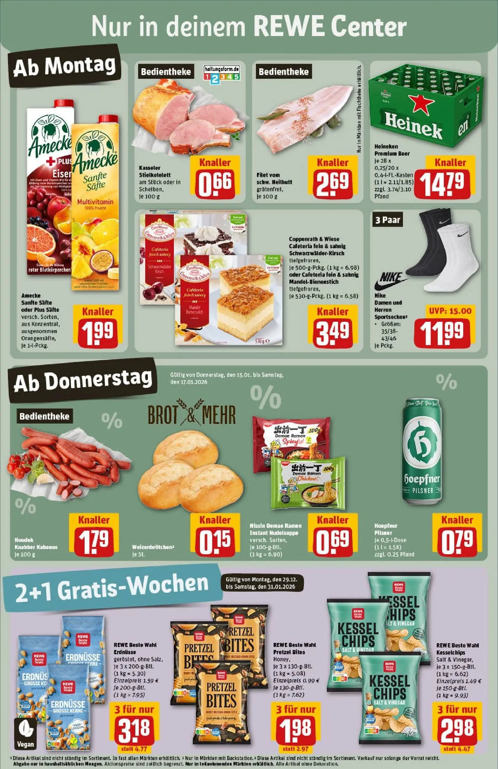 REWE Prospekt ab 11.01.2026 zum Blättern » Angebote | Seite: 3 | Produkte: Erdnüsse, Heineken, Brot, Chips