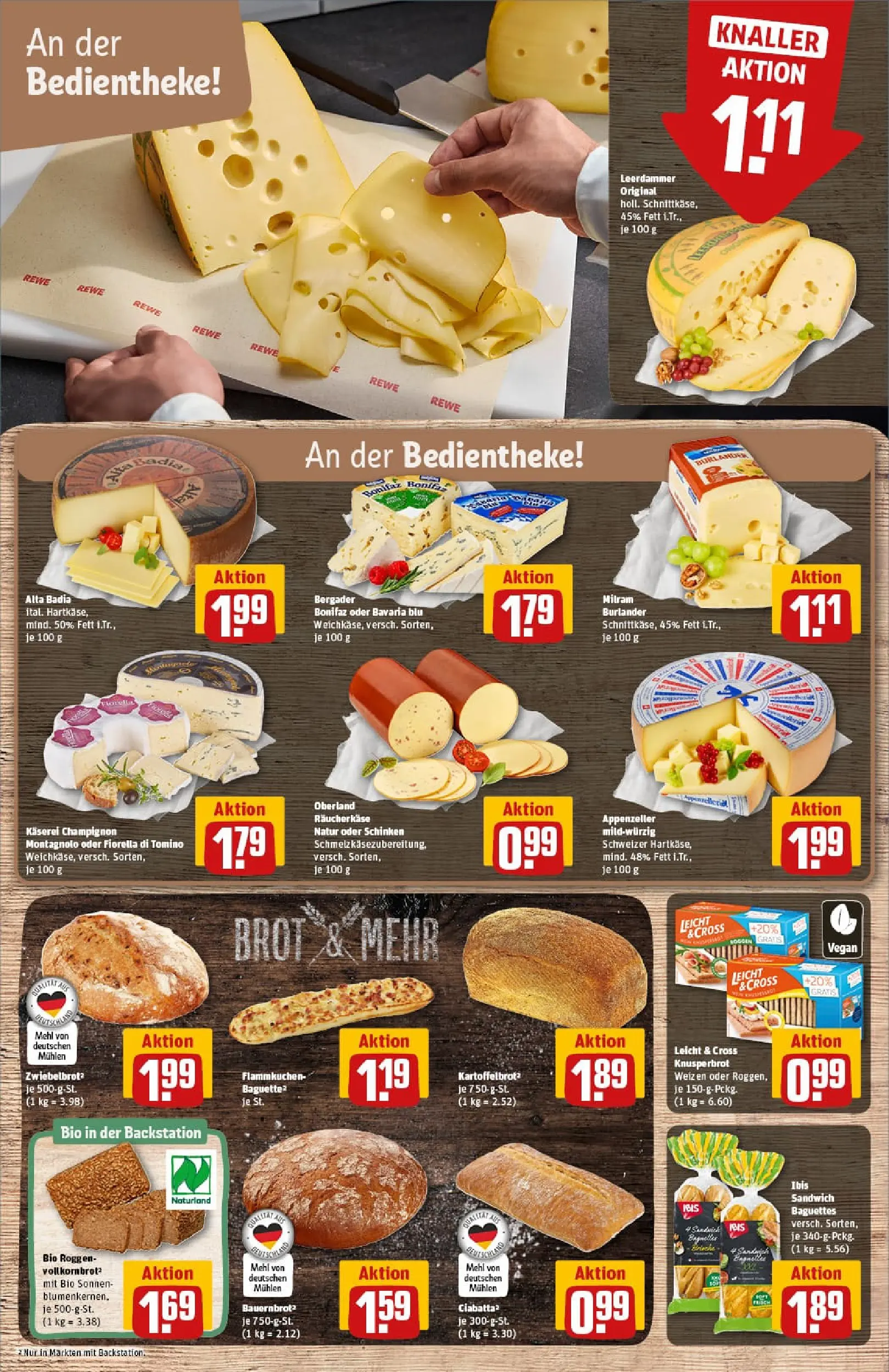 REWE Prospekt ab 11.01.2026 zum Blättern » Angebote | Seite: 13 | Produkte: Leerdammer, Milram, Brot, Schinken