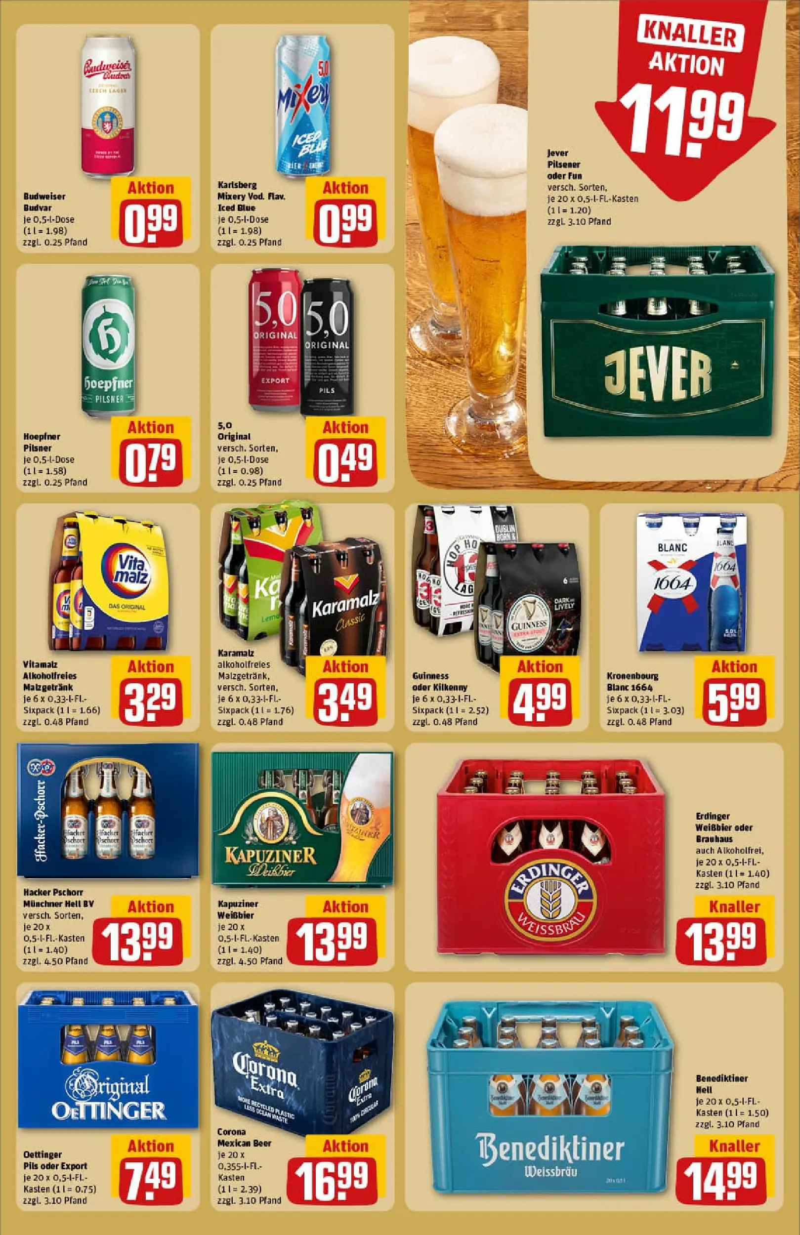 REWE Prospekt ab 11.01.2026 zum Blättern » Angebote | Seite: 19 | Produkte: Erdinger, Oettinger, Benediktiner hell, Budweiser