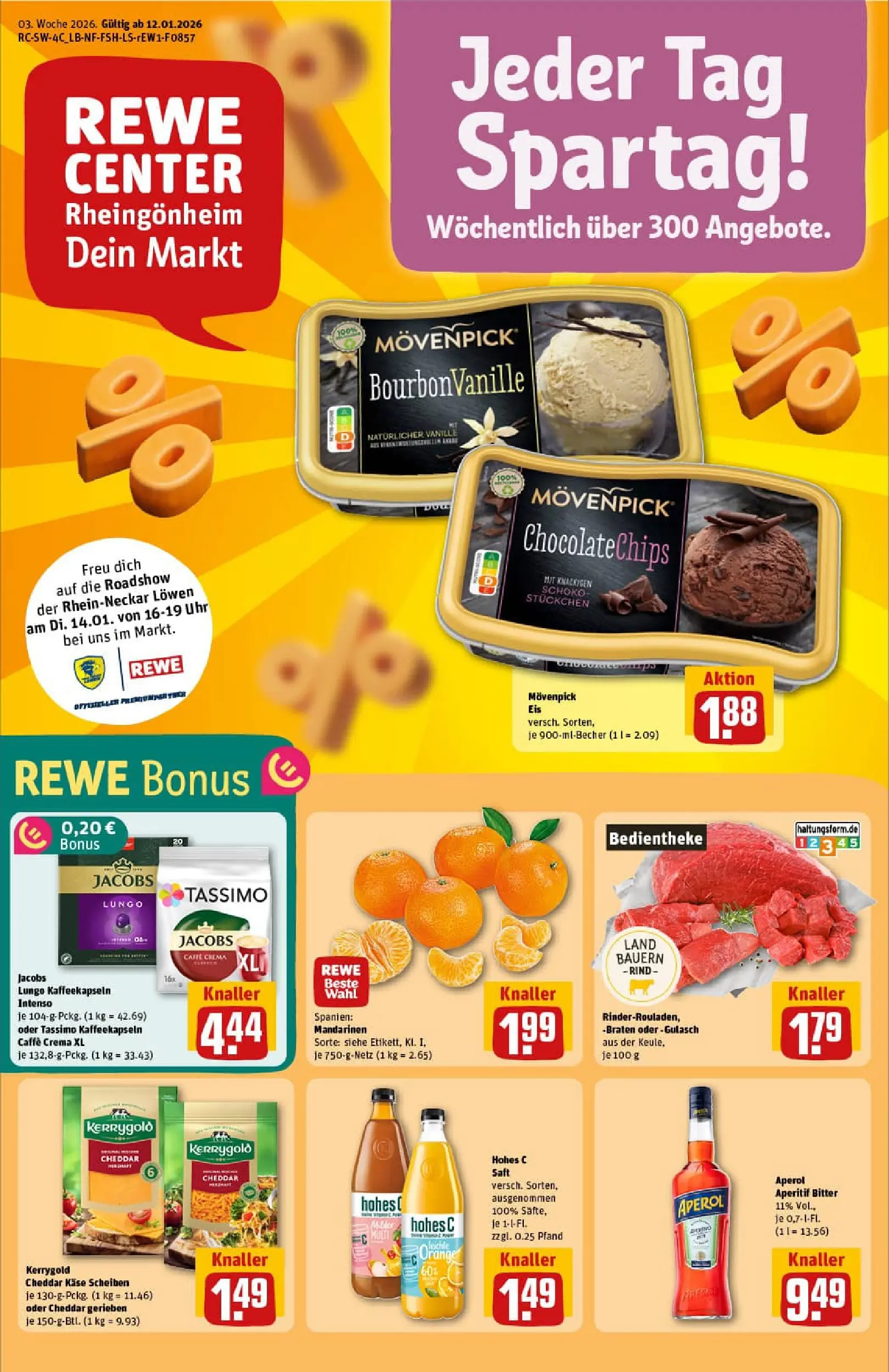 REWE Prospekt ab 11.01.2026 zum Blättern » Angebote | Seite: 1 | Produkte: Käse, Gulasch, Hohes c, Tassimo