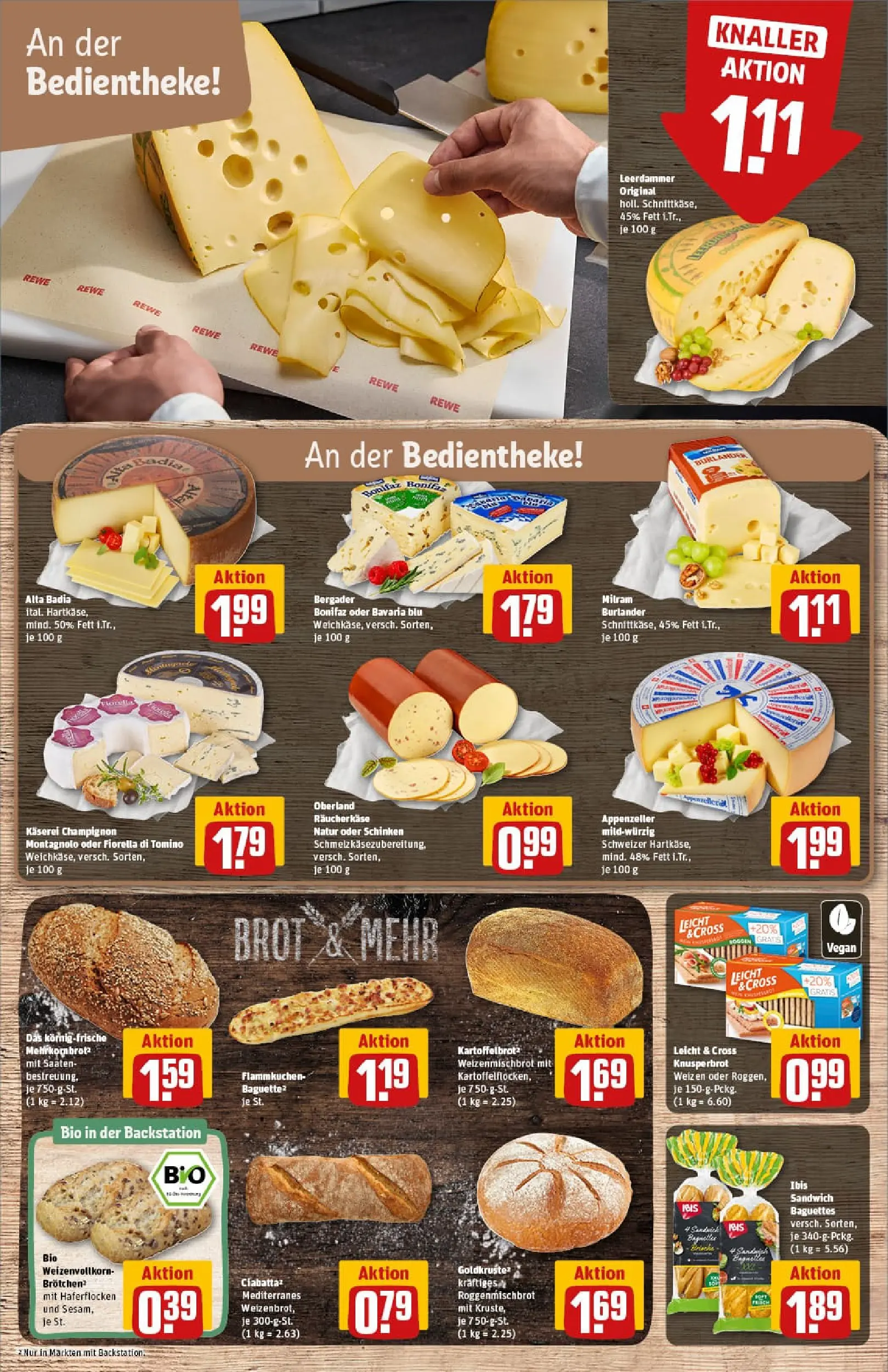REWE Prospekt ab 11.01.2026 zum Blättern » Angebote | Seite: 11 | Produkte: Baguette, Leerdammer, Milram, Schinken