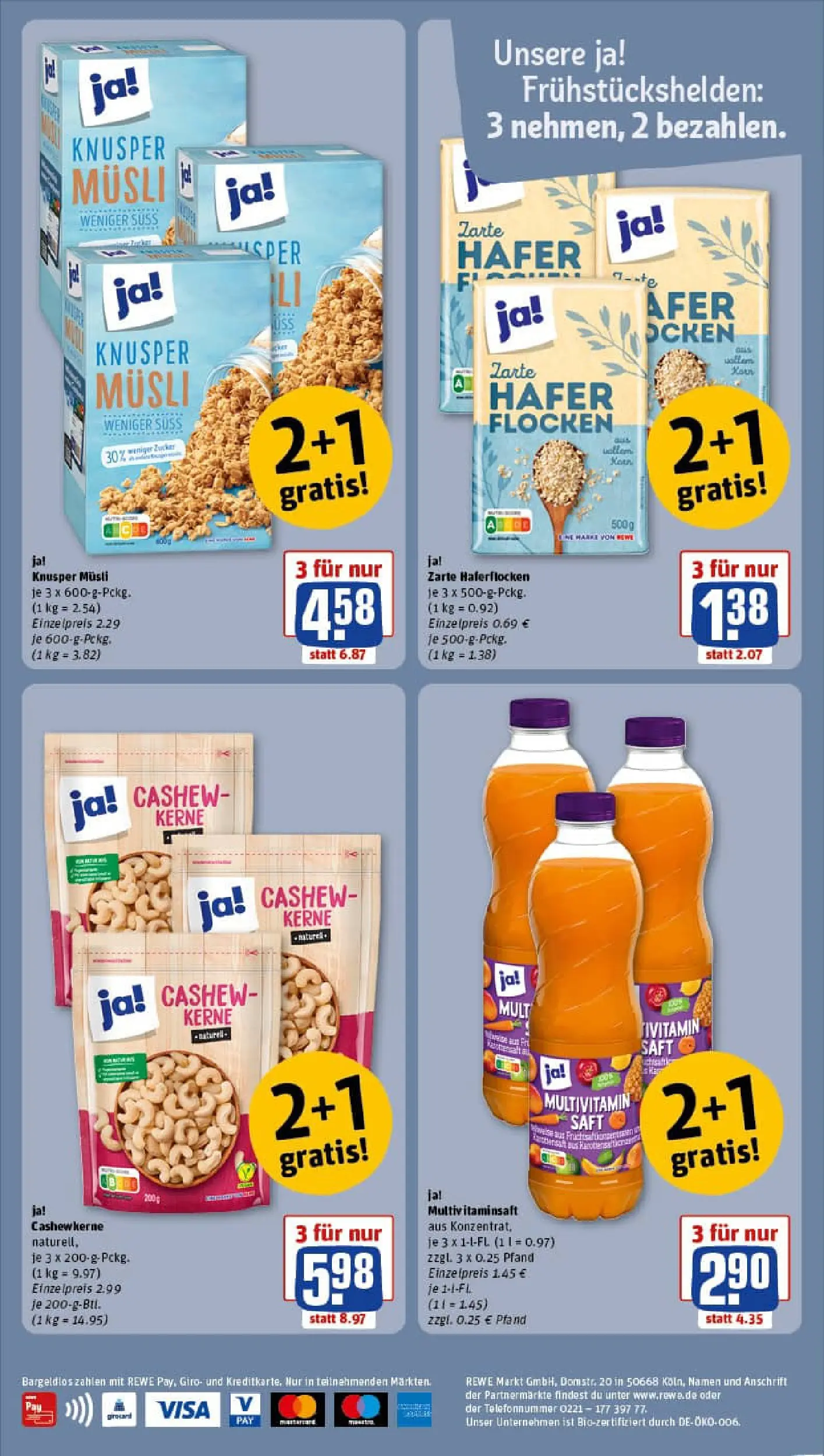 REWE Prospekt ab 11.01.2026 zum Blättern » Angebote | Seite: 2 | Produkte: Musli, Saft, Flocken