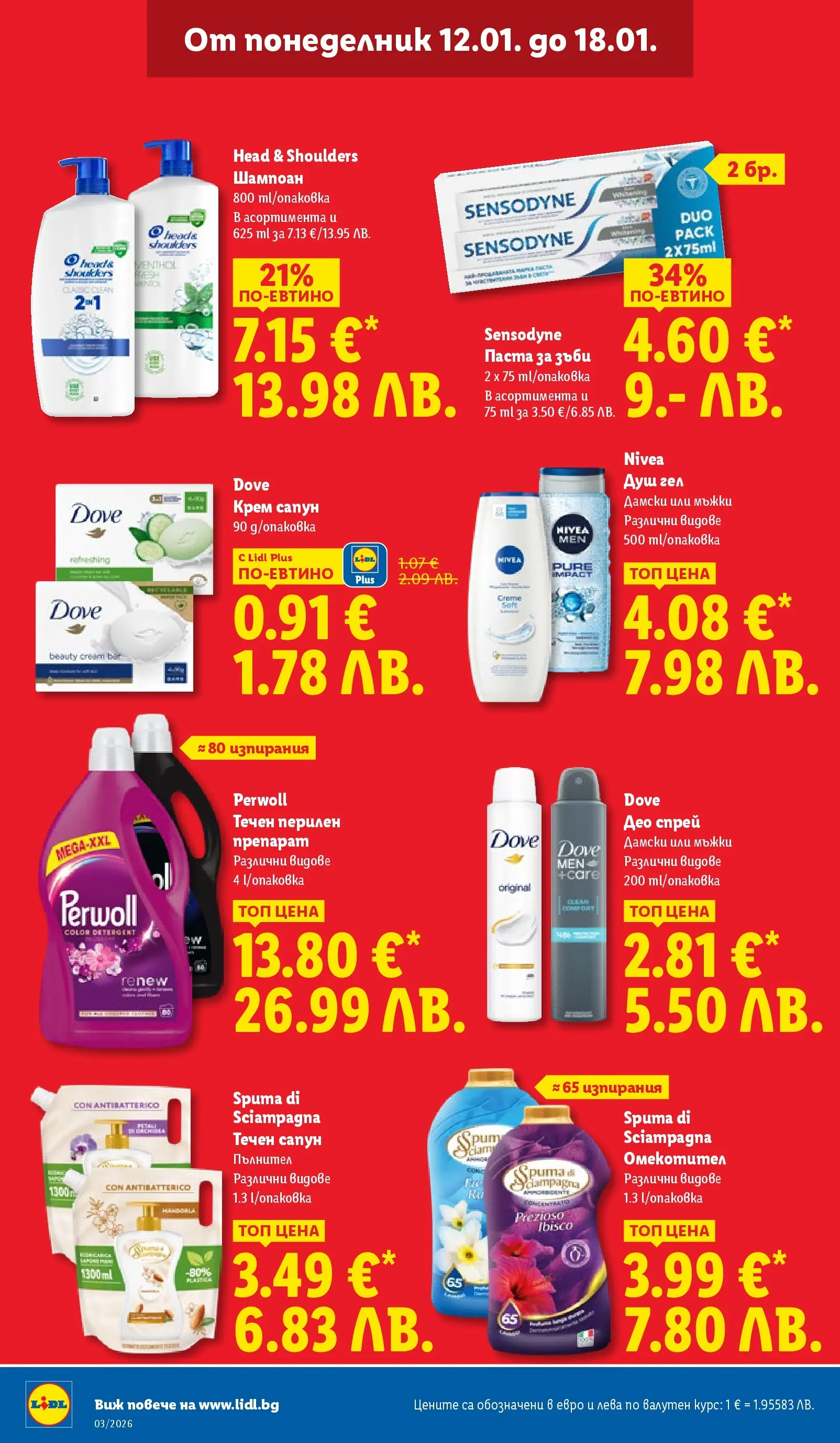 Cедмична брошура на Лидл от 12.01.2026 | Страница: 24 | Продукти: Шампоан, Паста за зъби, Паста, Душ
