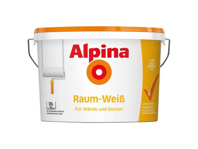 ALPINA WAND- UND DECKEN FARBE &bdquo;RAUM-WEISS&ldquo;