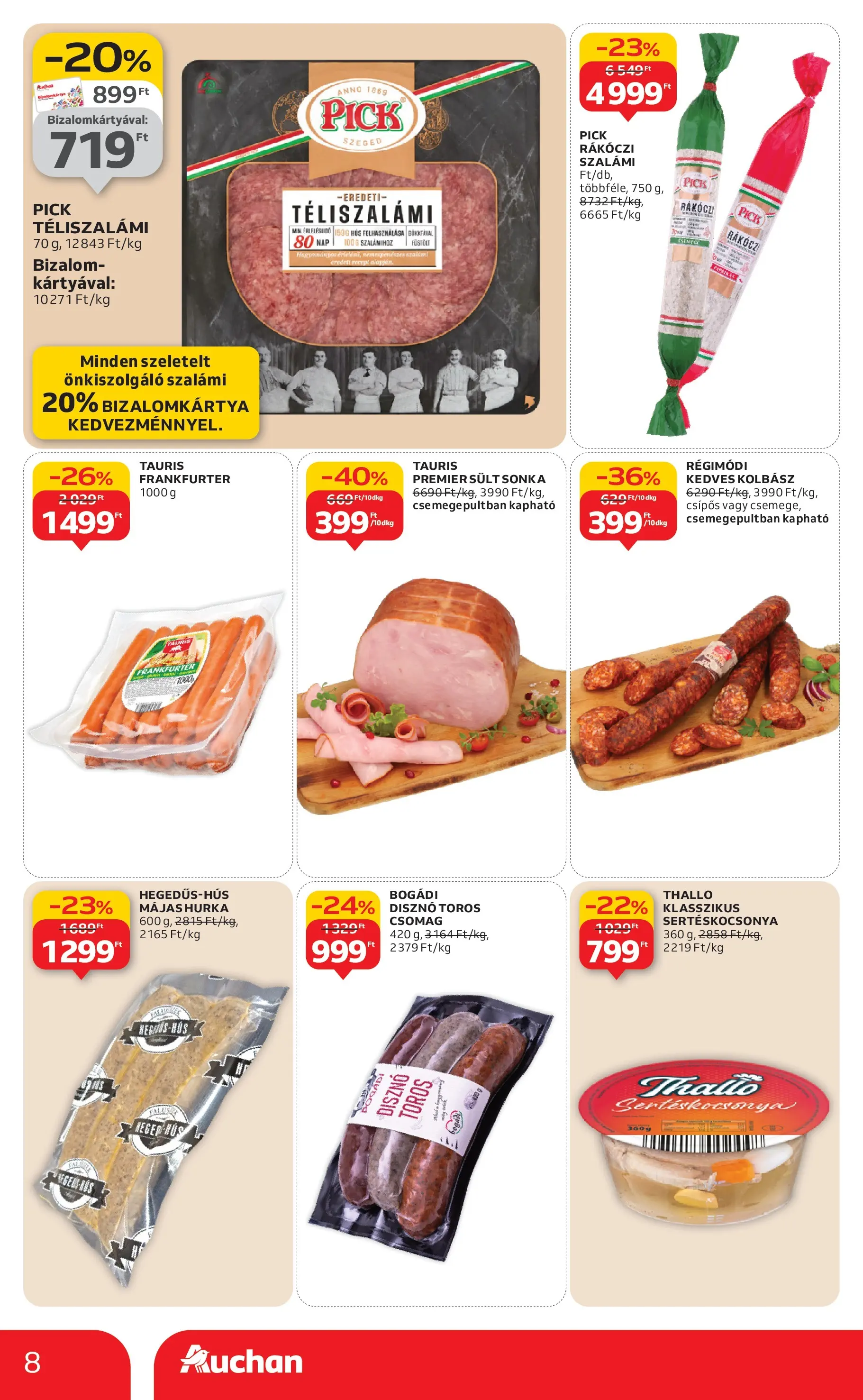 Auchan Akciós újság Szolnok - 2026.01.08. -tól/töl > akció, lapozható szórólap 🛍️ | Oldal: 8 | Termékek: Kolbász, Hús, Szalámi, Téliszalámi