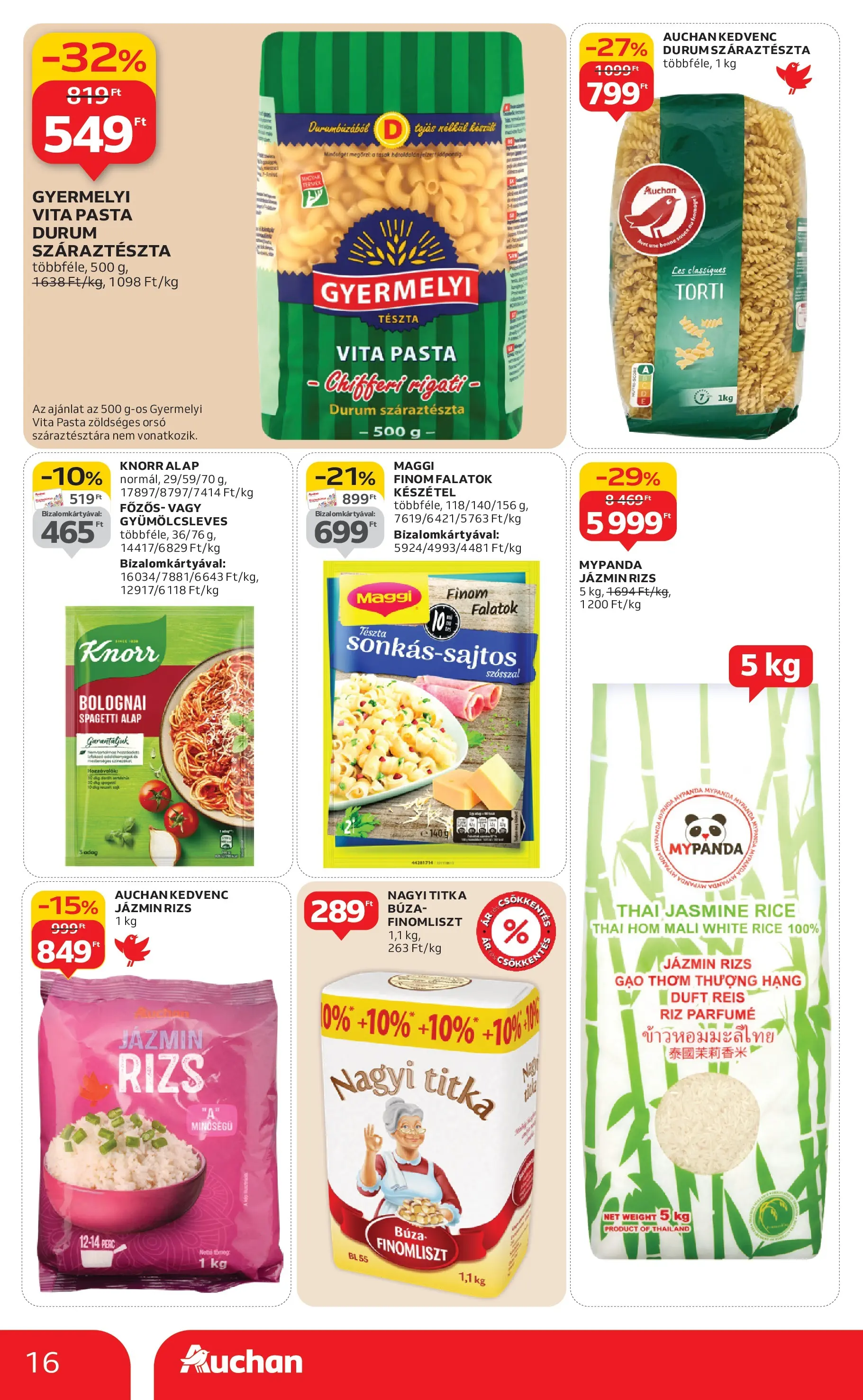Auchan Akciós újság Szolnok - 2026.01.08. -tól/töl > akció, lapozható szórólap 🛍️ | Oldal: 16 | Termékek: Jázmin rizs, Tojás, Rizs, Tészta