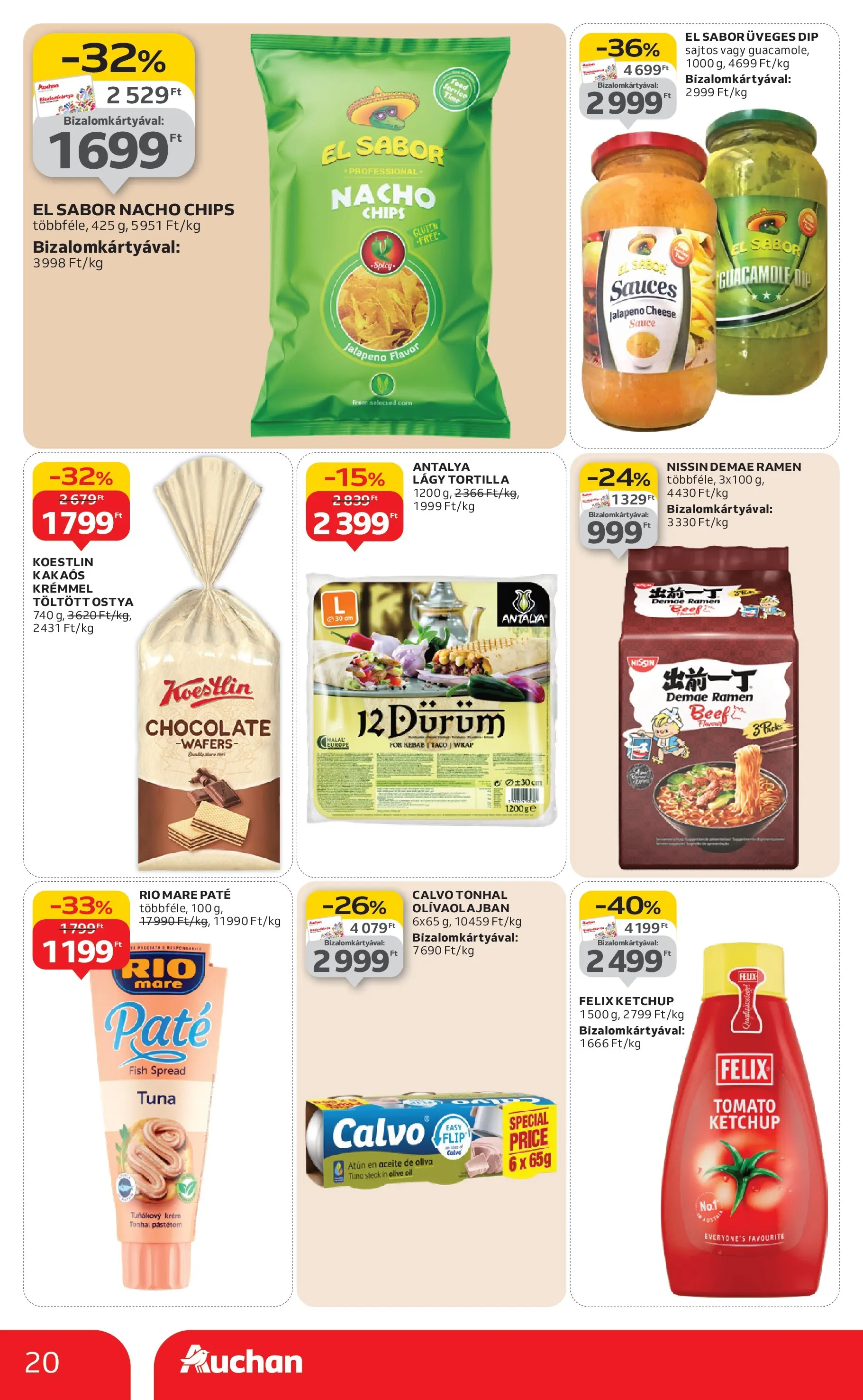 Auchan Akciós újság Szolnok - 2026.01.08. -tól/töl > akció, lapozható szórólap 🛍️ | Oldal: 20 | Termékek: Chips, Tortilla, Guacamole, Jalapeno