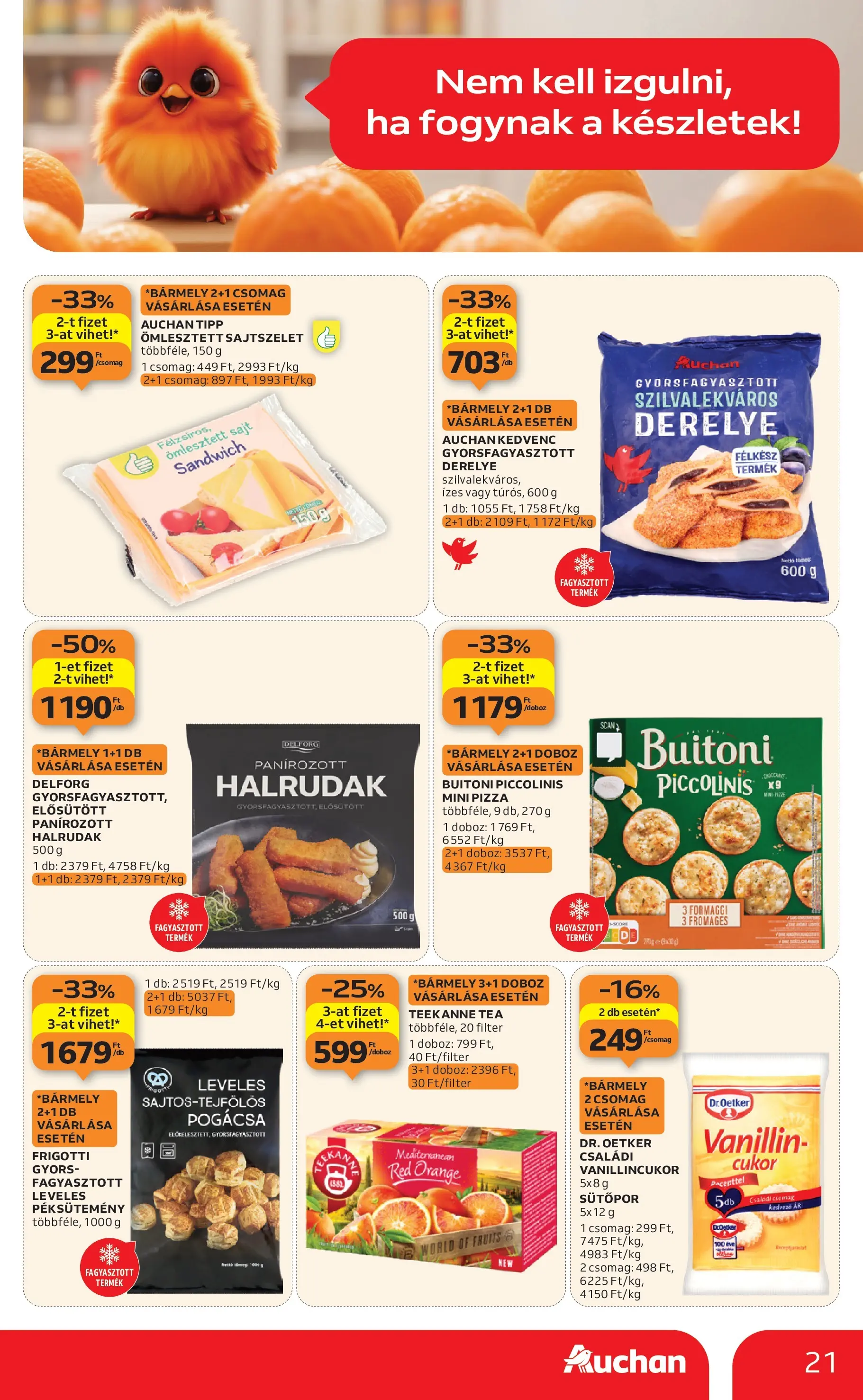 Auchan Akciós újság Szolnok - 2026.01.08. -tól/töl > akció, lapozható szórólap 🛍️ | Oldal: 21 | Termékek: Vanillincukor, Derelye, Pogácsa, Cukor