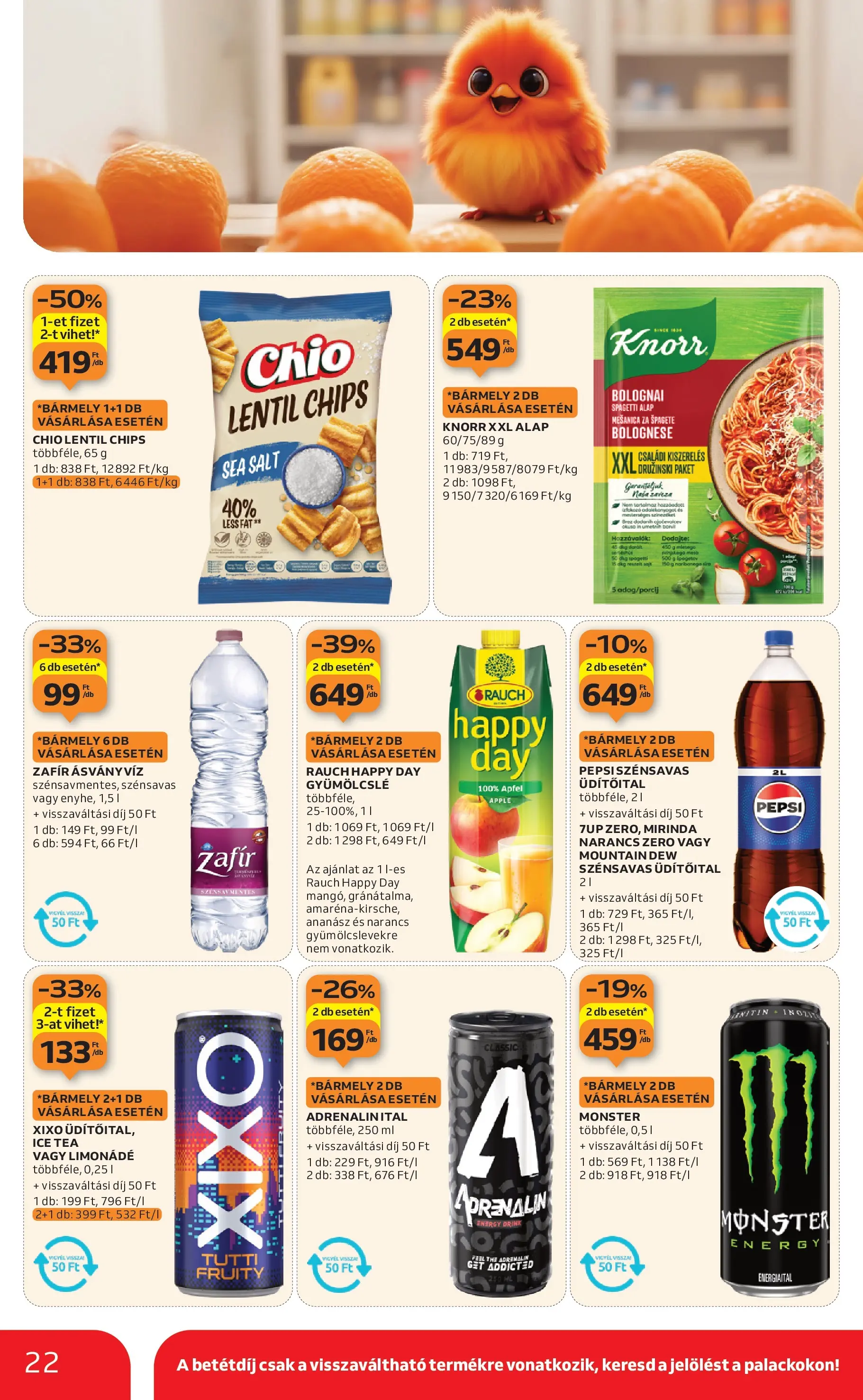 Auchan Akciós újság Szolnok - 2026.01.08. -tól/töl > akció, lapozható szórólap 🛍️ | Oldal: 22 | Termékek: Spagetti, Energiaital, Pepsi, Tea