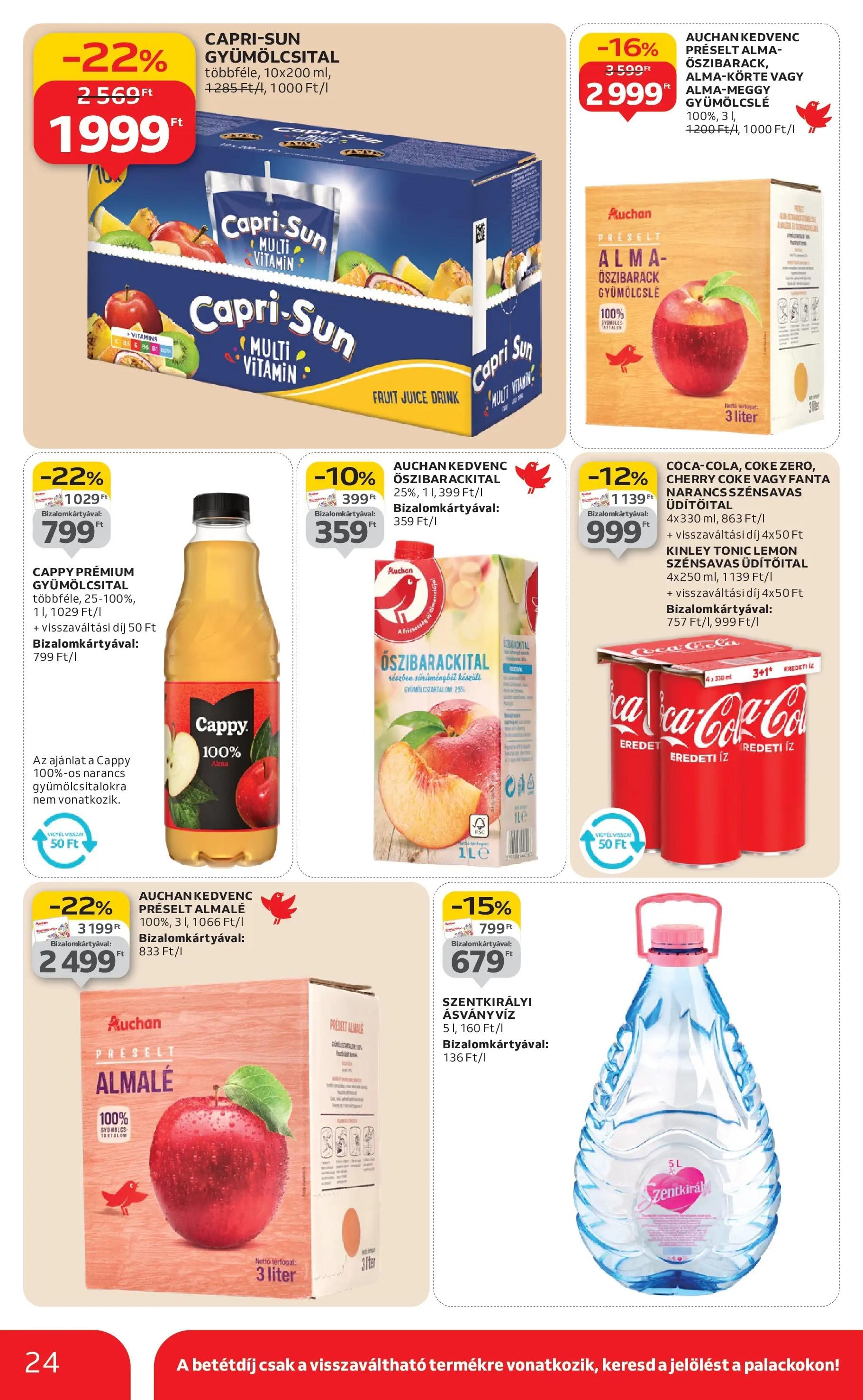 Auchan Akciós újság Szolnok - 2026.01.08. -tól/töl > akció, lapozható szórólap 🛍️ | Oldal: 24 | Termékek: Tonic, Gyümölcslé, Ásványvíz, Narancs