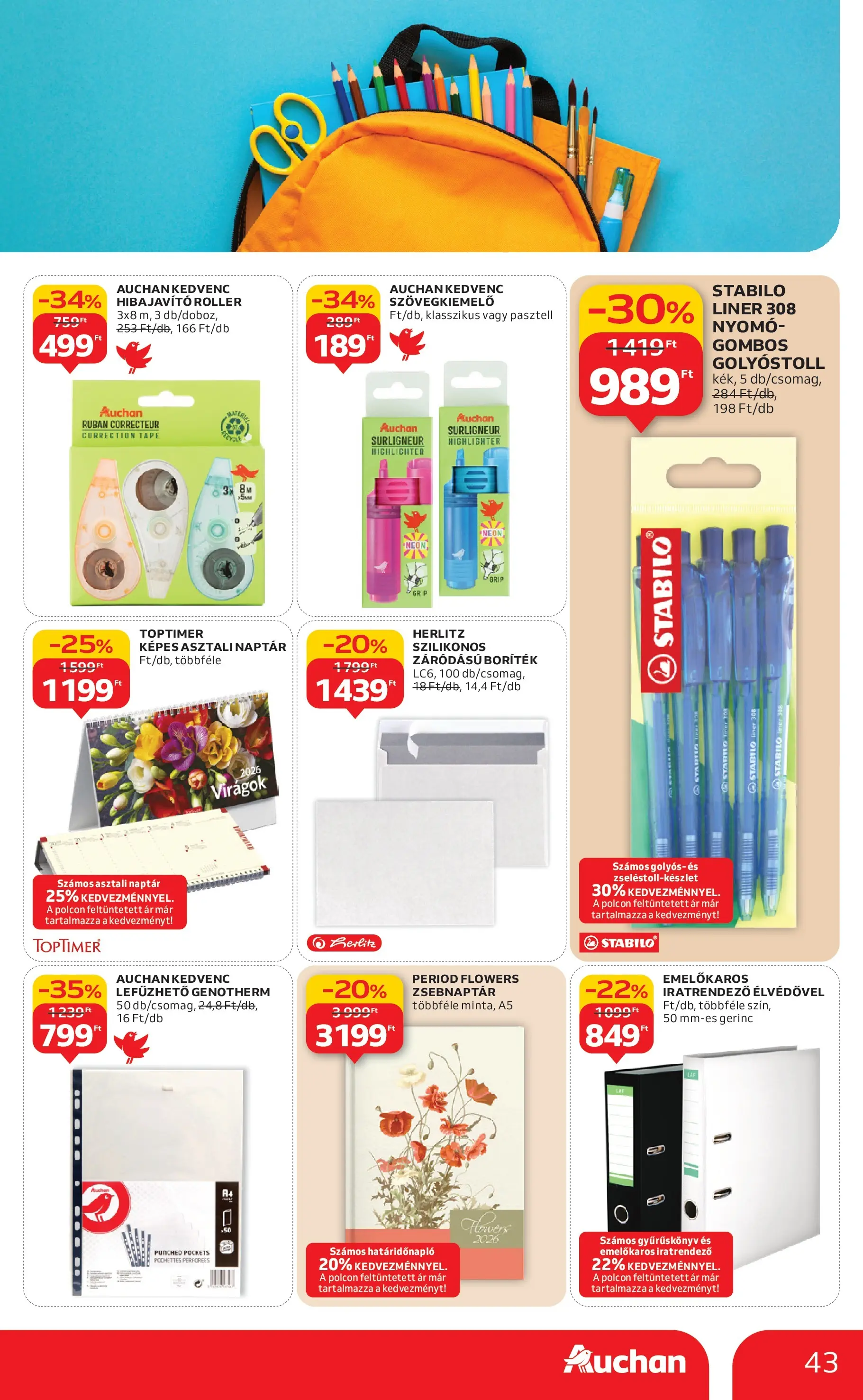 Auchan Akciós újság Szolnok - 2026.01.08. -tól/töl > akció, lapozható szórólap 🛍️ | Oldal: 43 | Termékek: Virágok, Roller