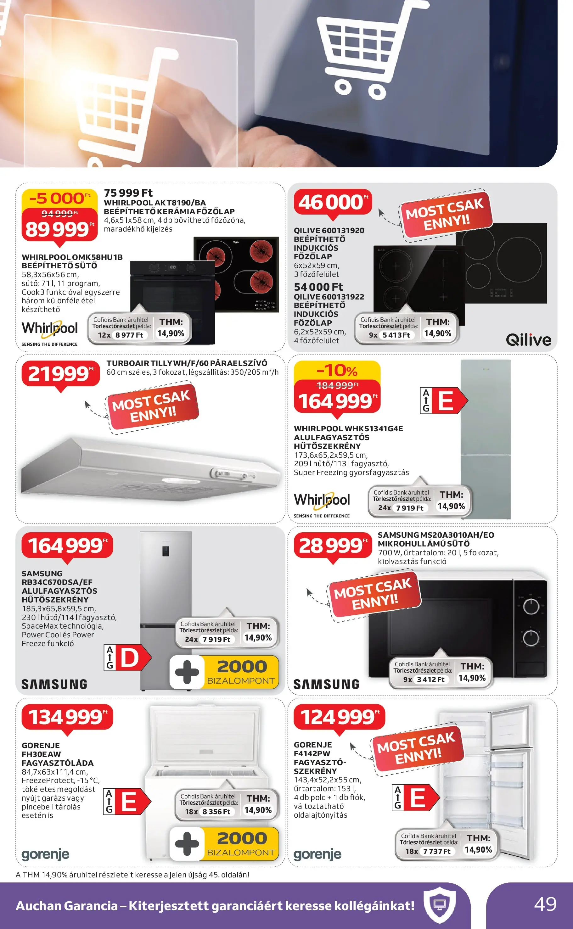 Auchan Akciós újság Szolnok - 2026.01.08. -tól/töl > akció, lapozható szórólap 🛍️ | Oldal: 49 | Termékek: Páraelszívó, Főzőlap, Mikrohullámú sütő, Polc