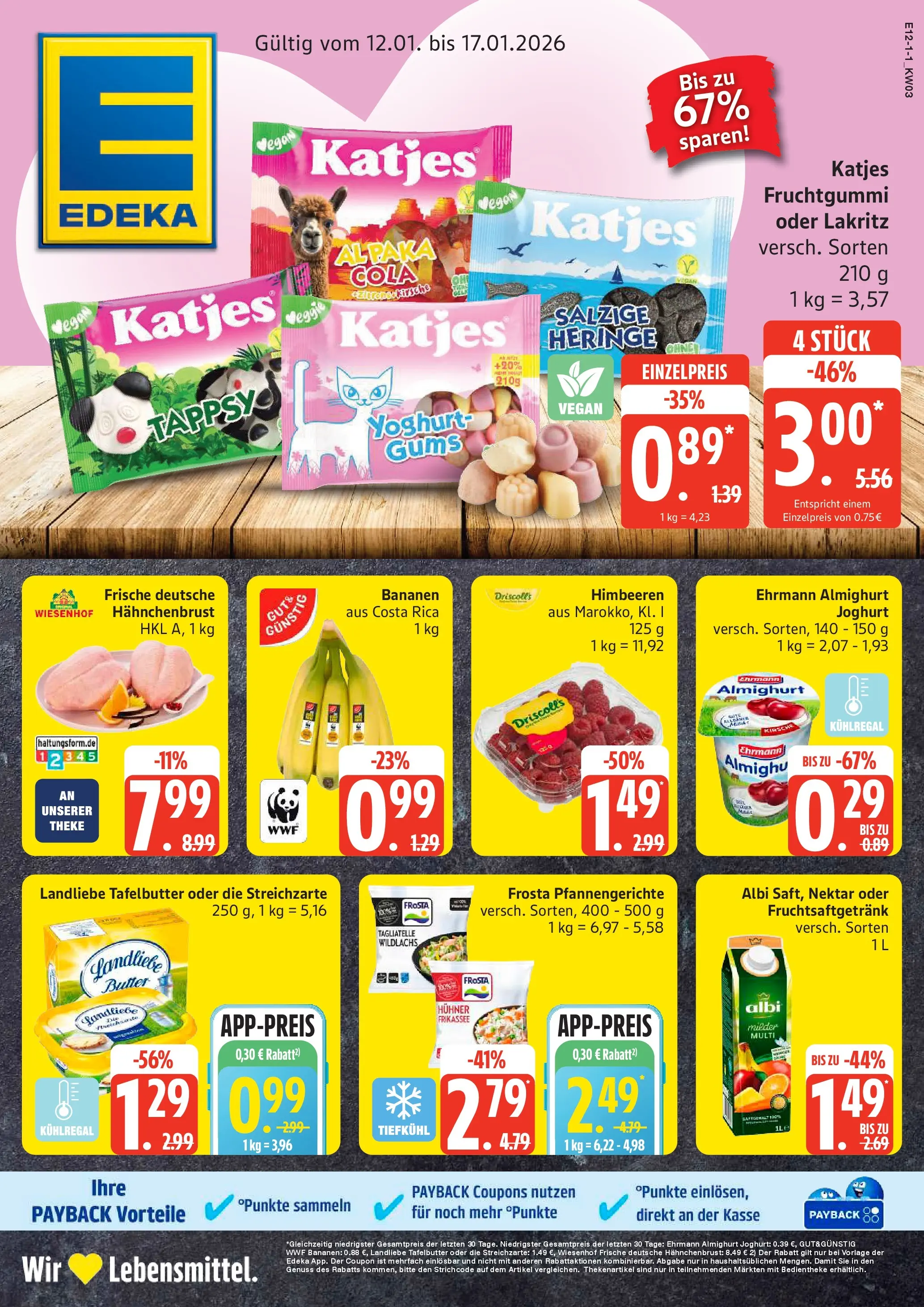 Edeka prospekt Ammersbek	 (ab 11.01.2026) » Angebote Online | Seite: 1 | Produkte: Ehrmann almighurt, Butter, Katjes, Hahnchenbrust