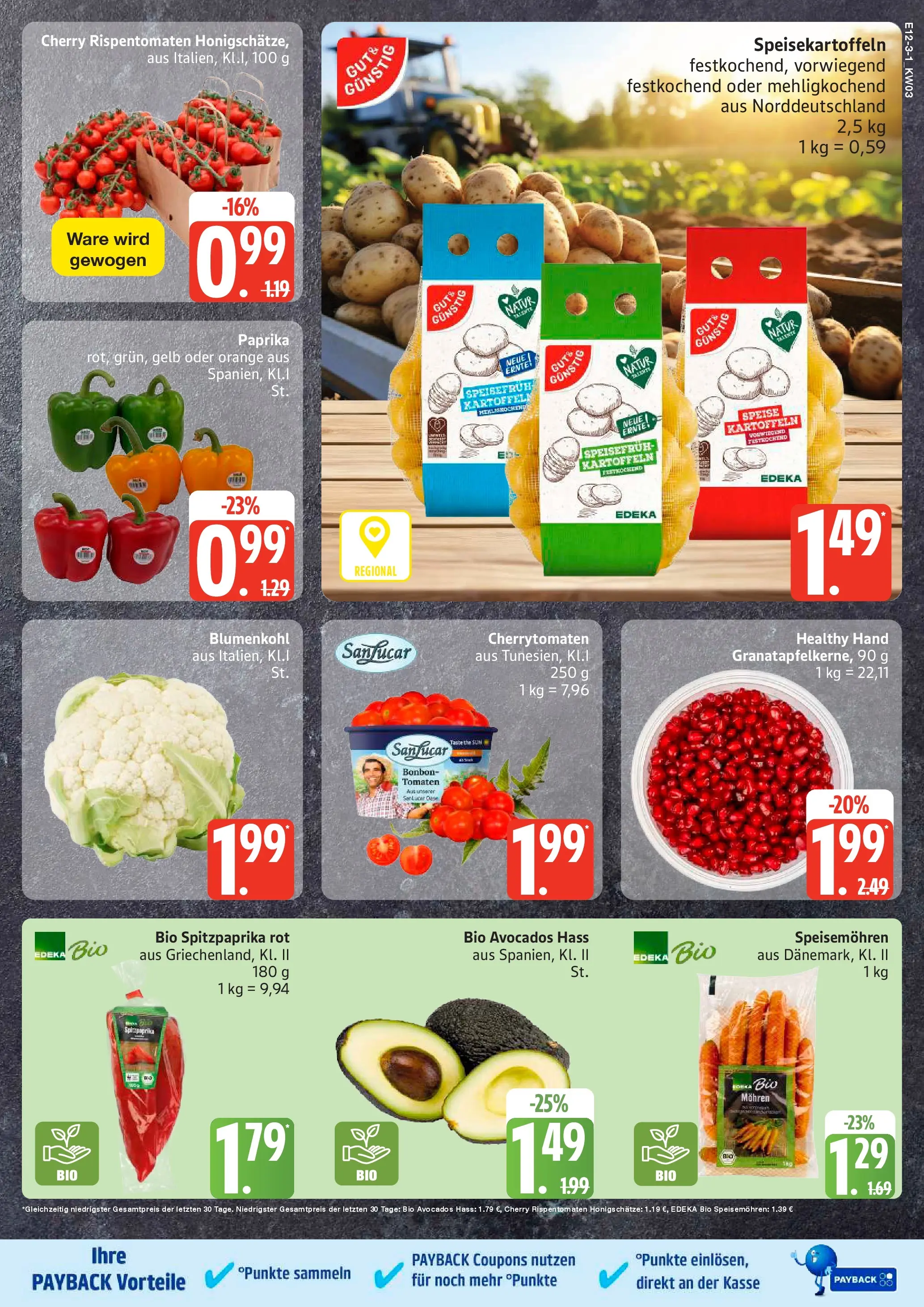 Edeka prospekt Ammersbek	 (ab 11.01.2026) » Angebote Online | Seite: 3 | Produkte: Tomaten, Kartoffeln, Paprika, Blumenkohl
