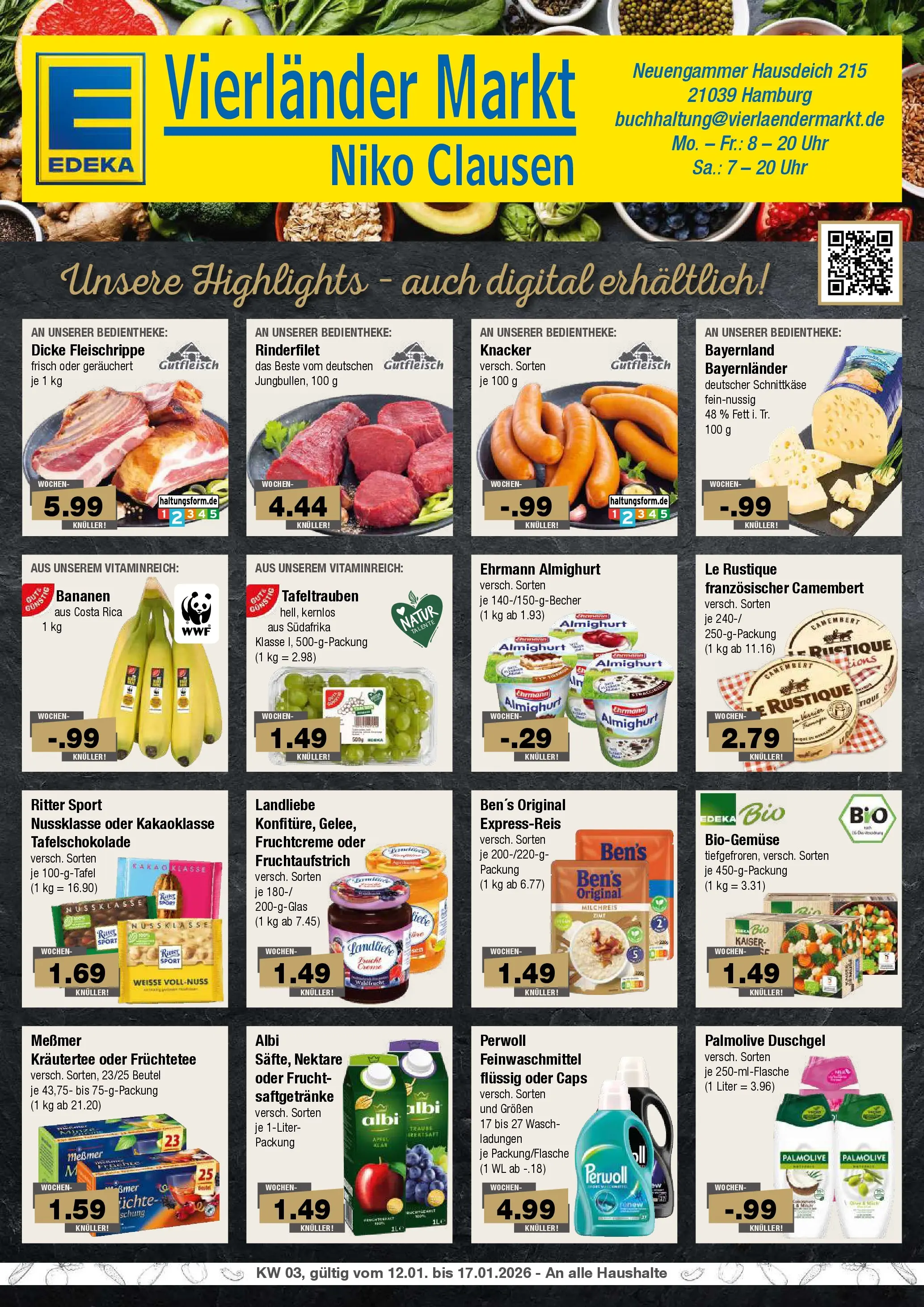 Edeka prospekt Hamburg	 (ab 11.01.2026) » Angebote Online | Seite: 1 | Produkte: Ritter sport, Perwoll, Duschgel, Uhr