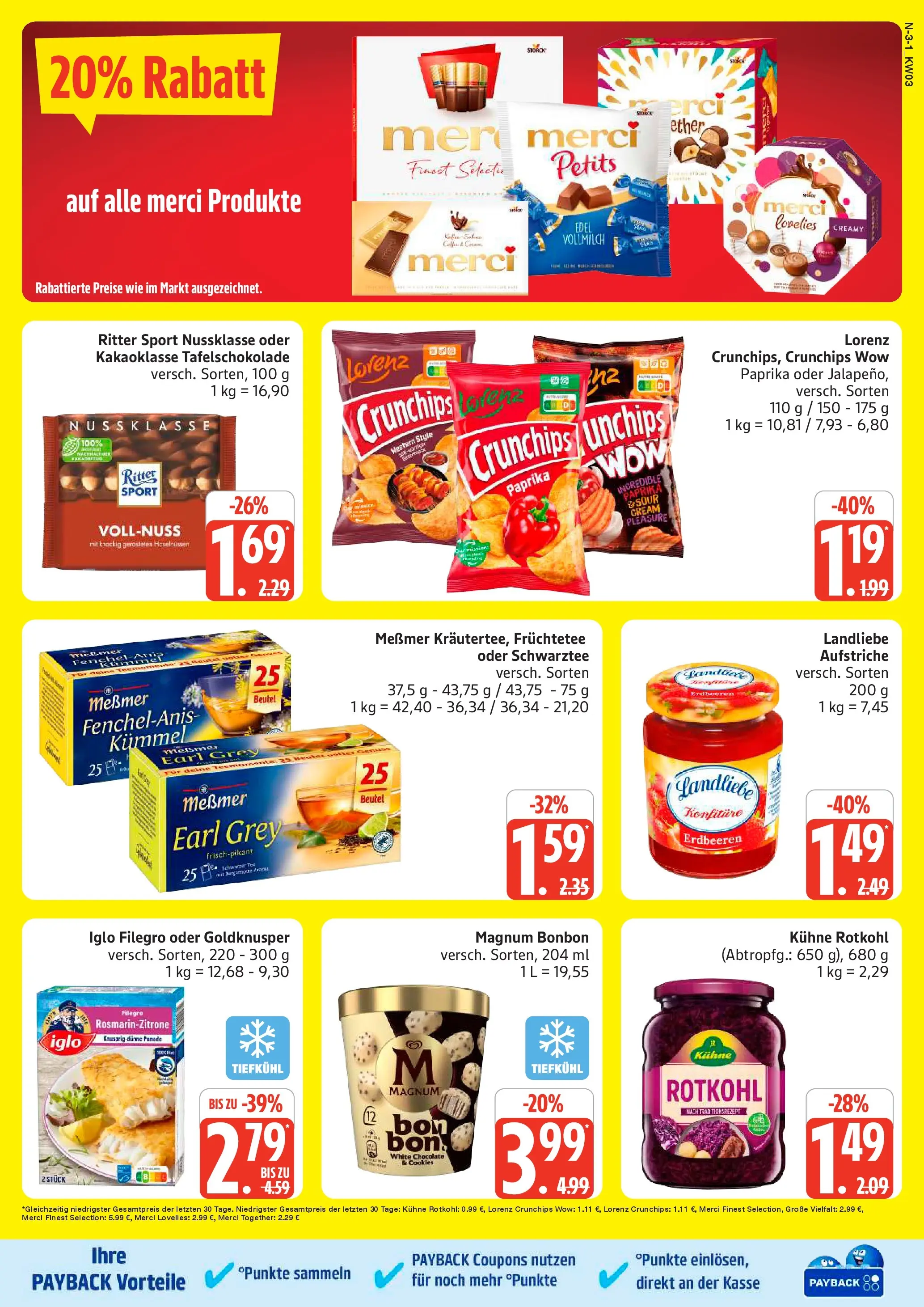 Edeka prospekt Rostock	 (ab 11.01.2026) » Angebote Online | Seite: 3 | Produkte: Rotkohl, Ritter sport, Lorenz crunchips, Tee