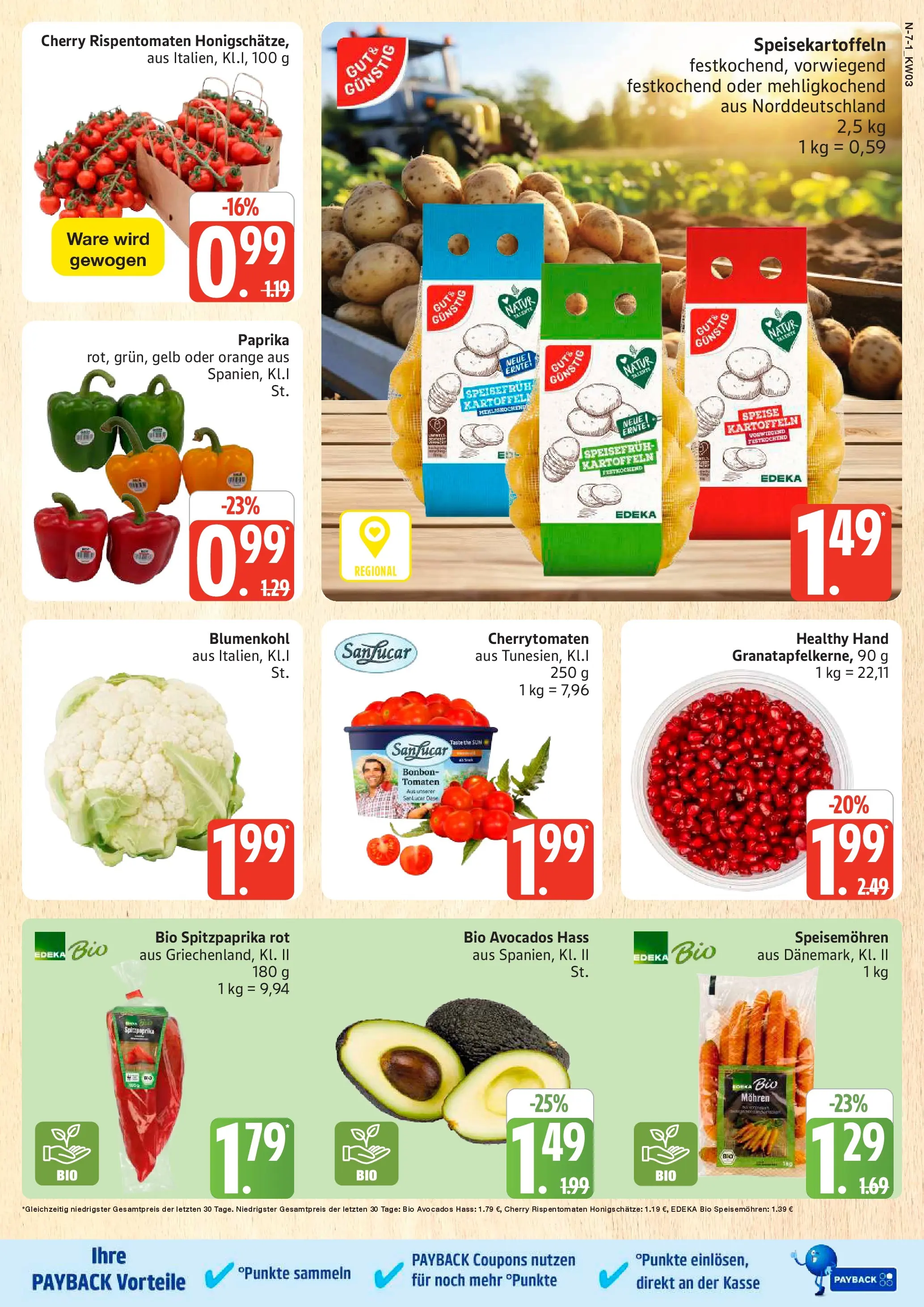 Edeka prospekt Rostock	 (ab 11.01.2026) » Angebote Online | Seite: 7 | Produkte: Avocado, Kartoffeln, Paprika, Blumenkohl