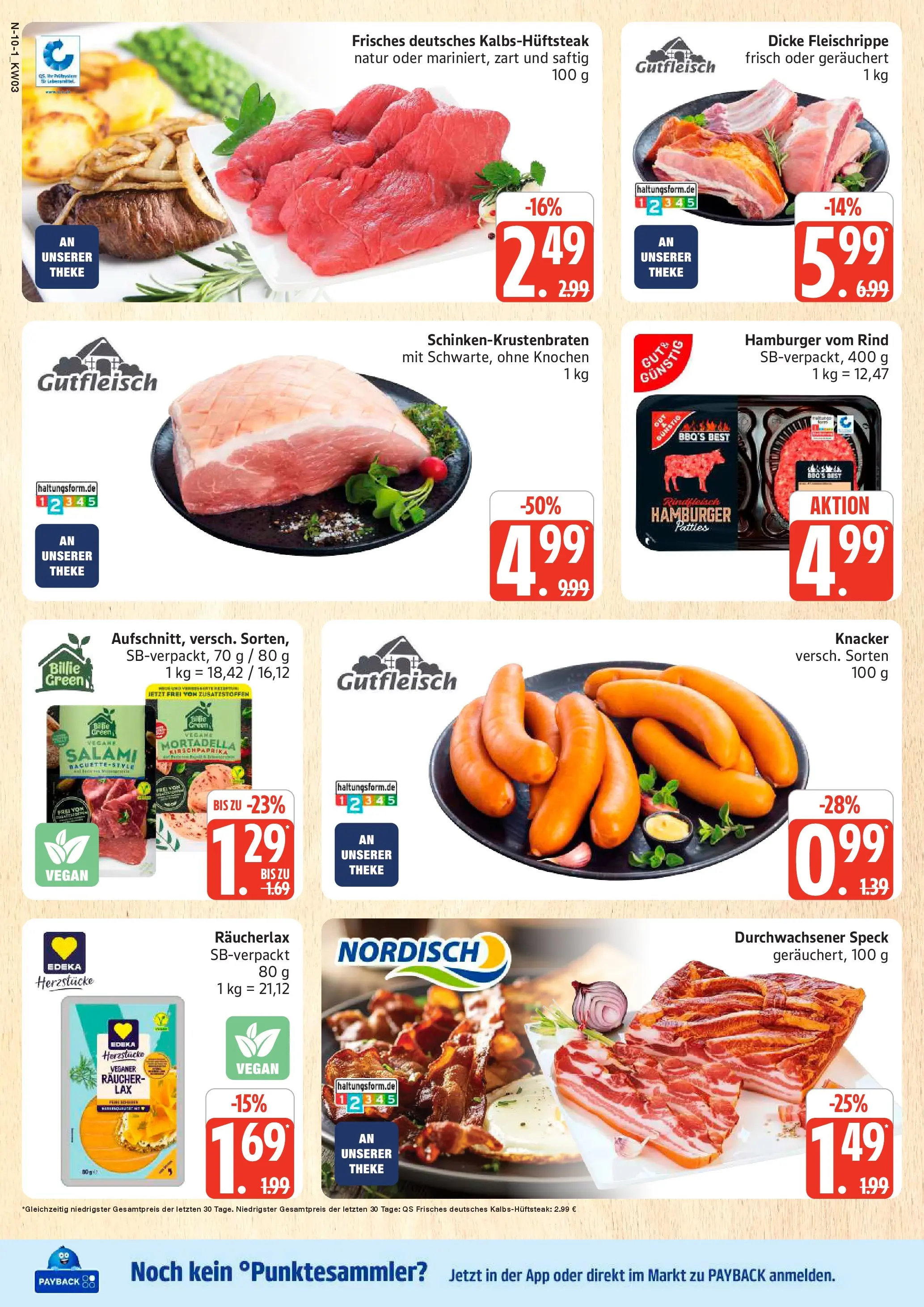 Edeka prospekt Rostock	 (ab 11.01.2026) » Angebote Online | Seite: 10 | Produkte: Theke, Salami, Rindfleisch, Steak