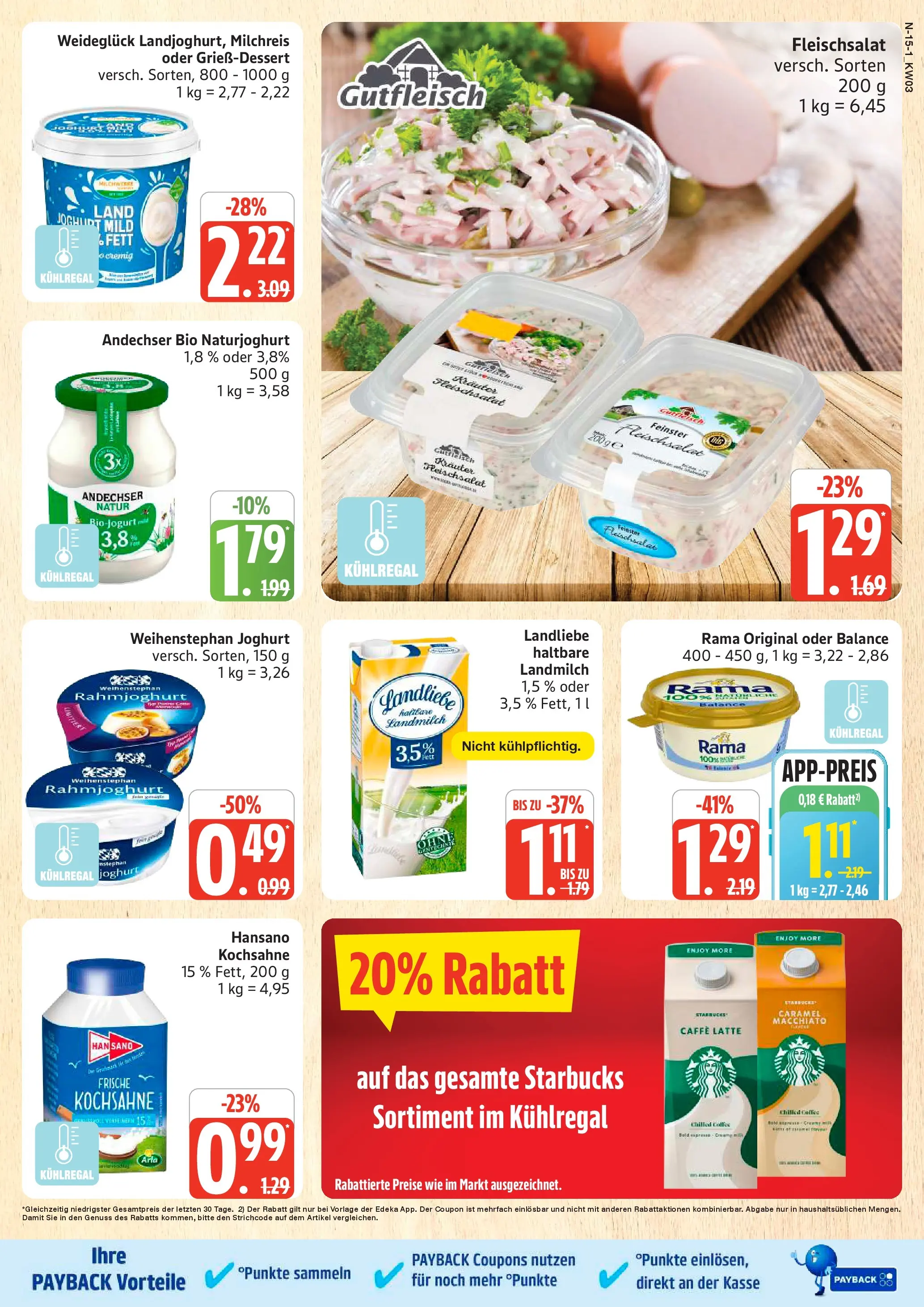Edeka prospekt Rostock	 (ab 11.01.2026) » Angebote Online | Seite: 15 | Produkte: Rama, Joghurt, Starbucks
