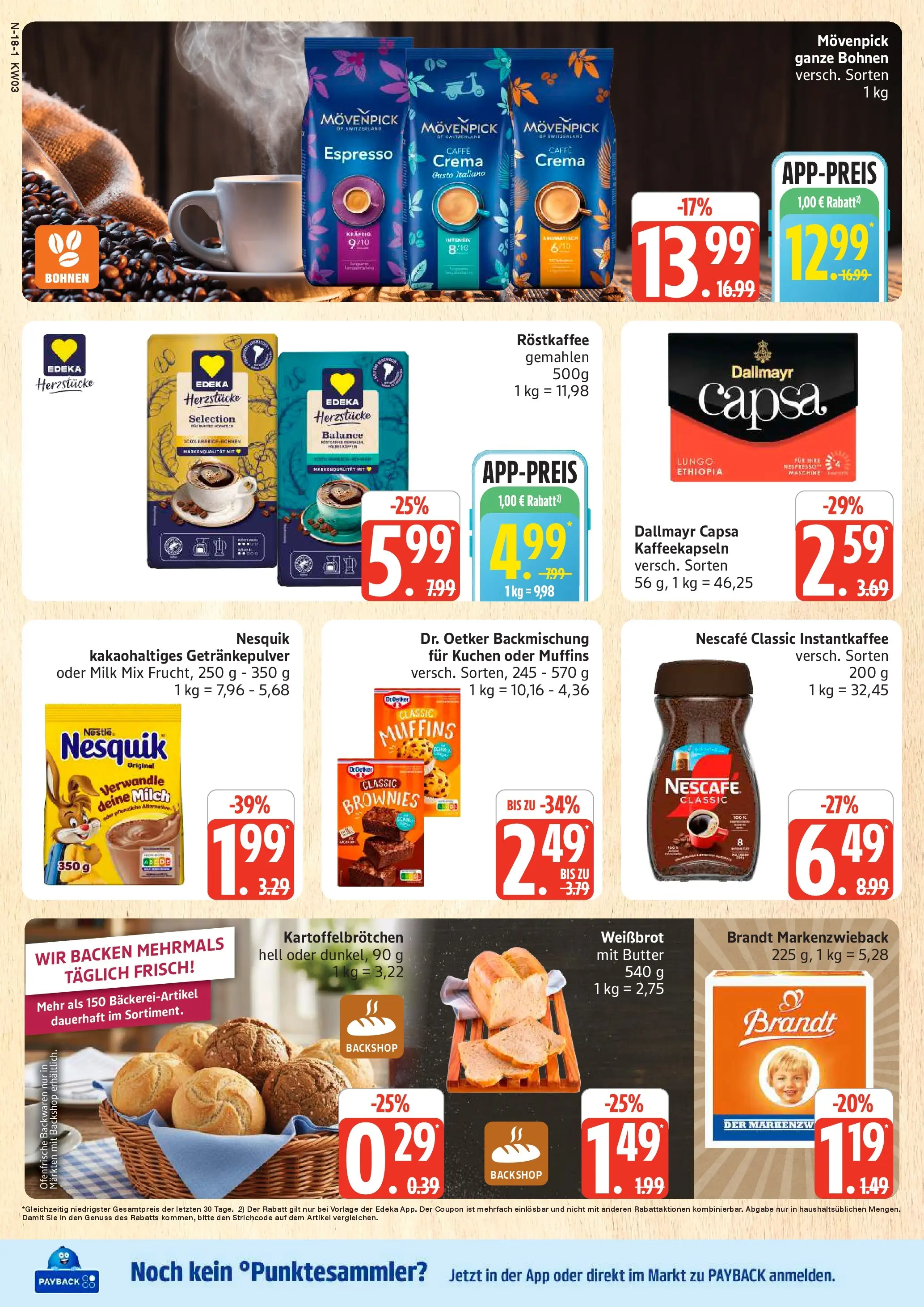 Edeka prospekt Rostock	 (ab 11.01.2026) » Angebote Online | Seite: 18 | Produkte: Nescafe, Ofenfrische, Dallmayr, Nescafe classic
