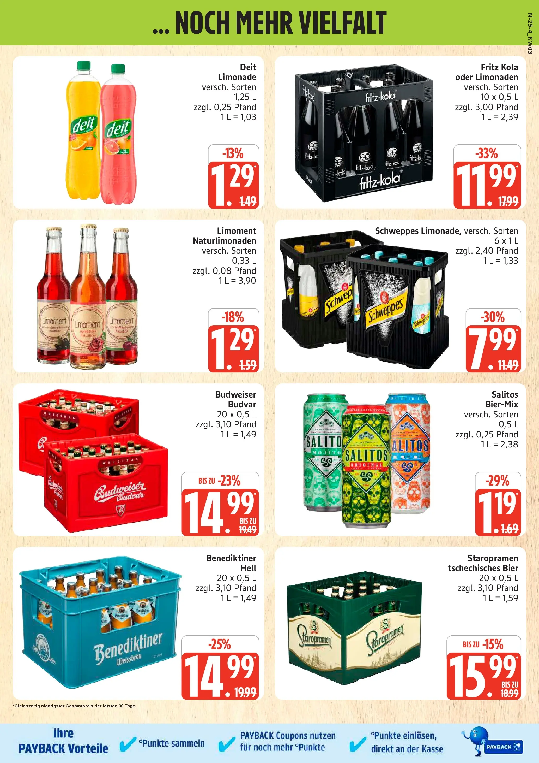 Edeka prospekt Rostock	 (ab 11.01.2026) » Angebote Online | Seite: 25 | Produkte: Cola, Fritz kola, Benediktiner hell, Budweiser