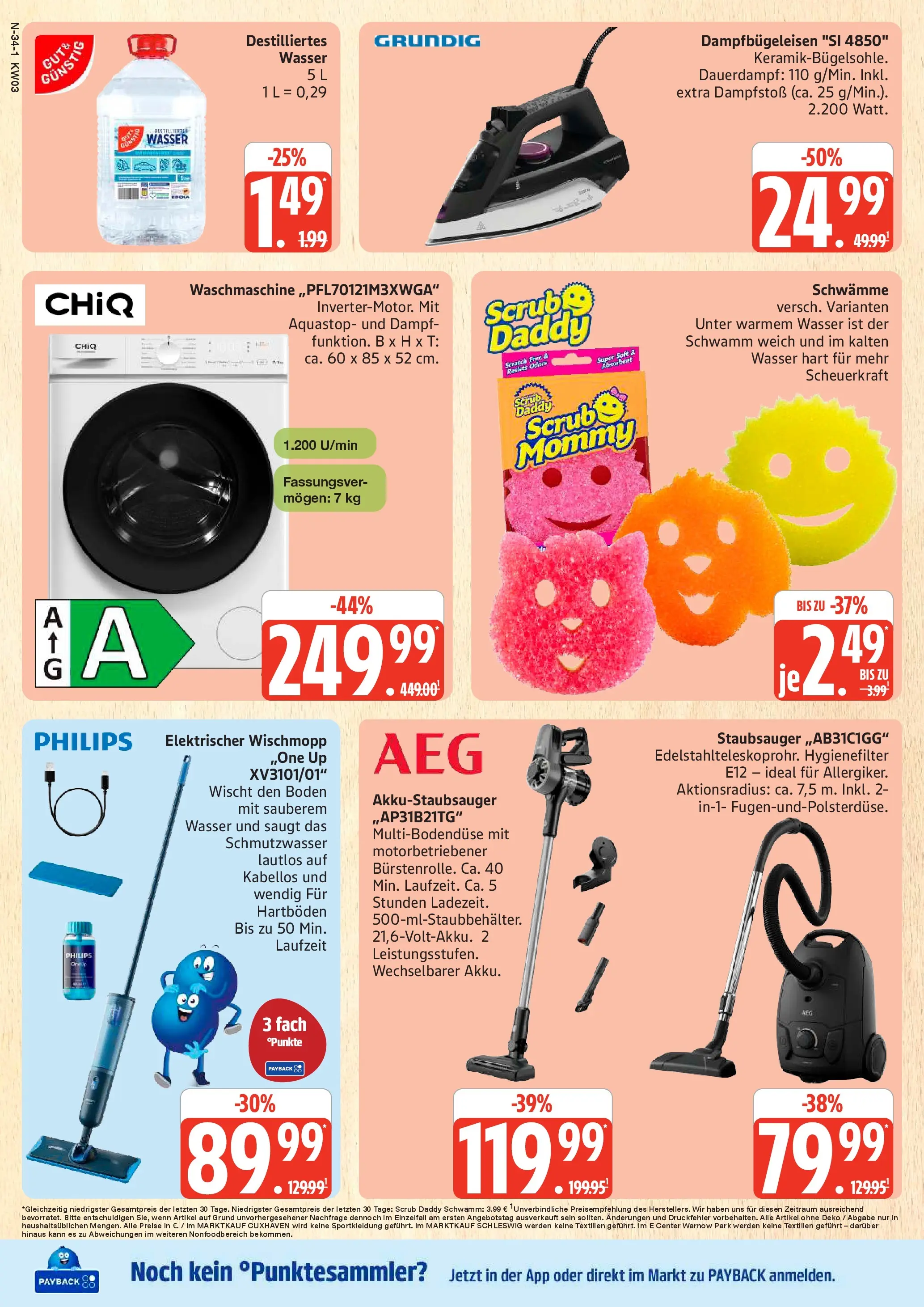 Edeka prospekt Rostock	 (ab 11.01.2026) » Angebote Online | Seite: 34 | Produkte: Philips, AEG, Staubsauger, Wasser