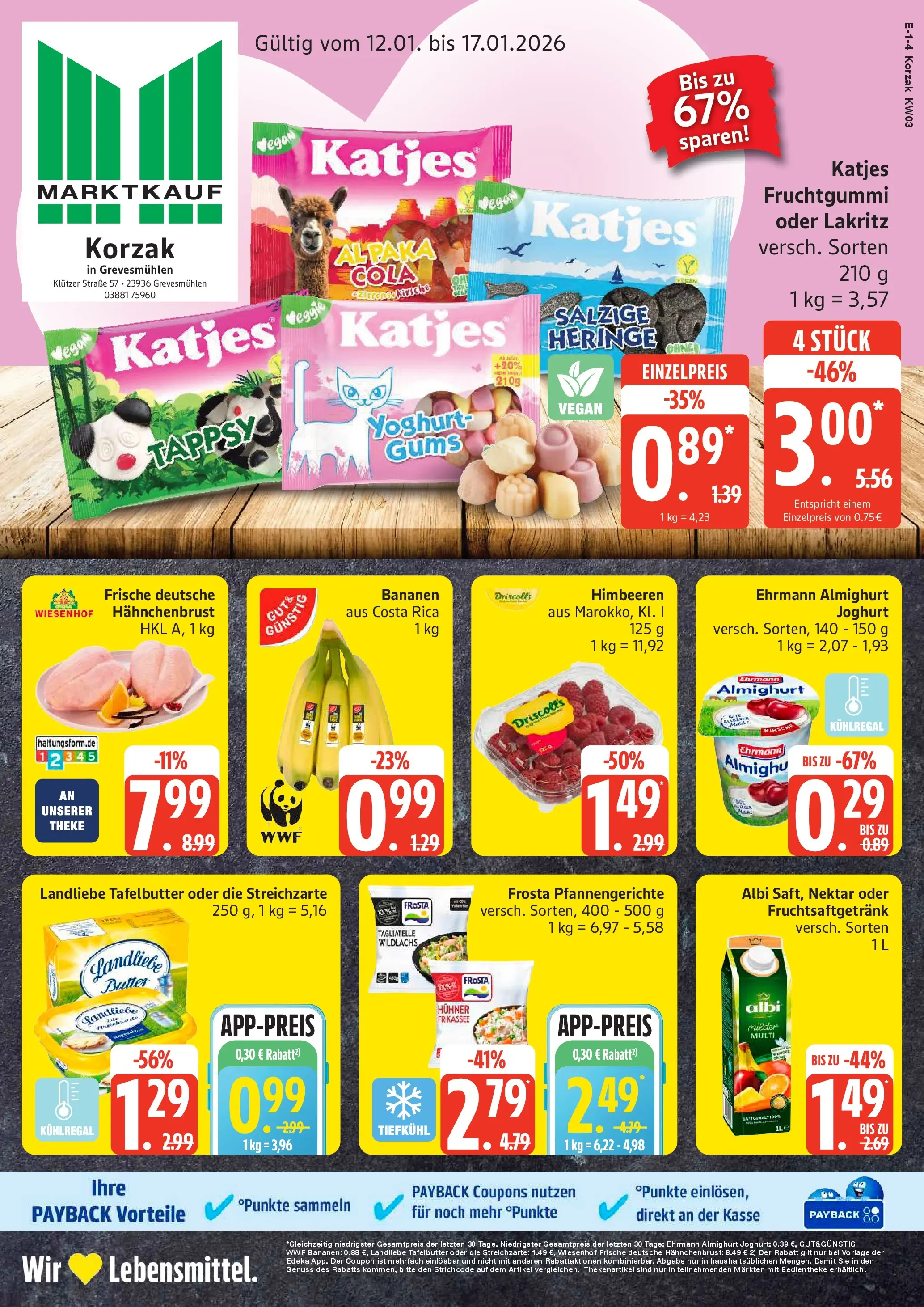 Marktkauf - Marktkauf: Wochenangebote (ab 11.01.2026) » Angebote online | Seite: 1 | Produkte: Ehrmann almighurt, Butter, Landliebe butter, Bananen