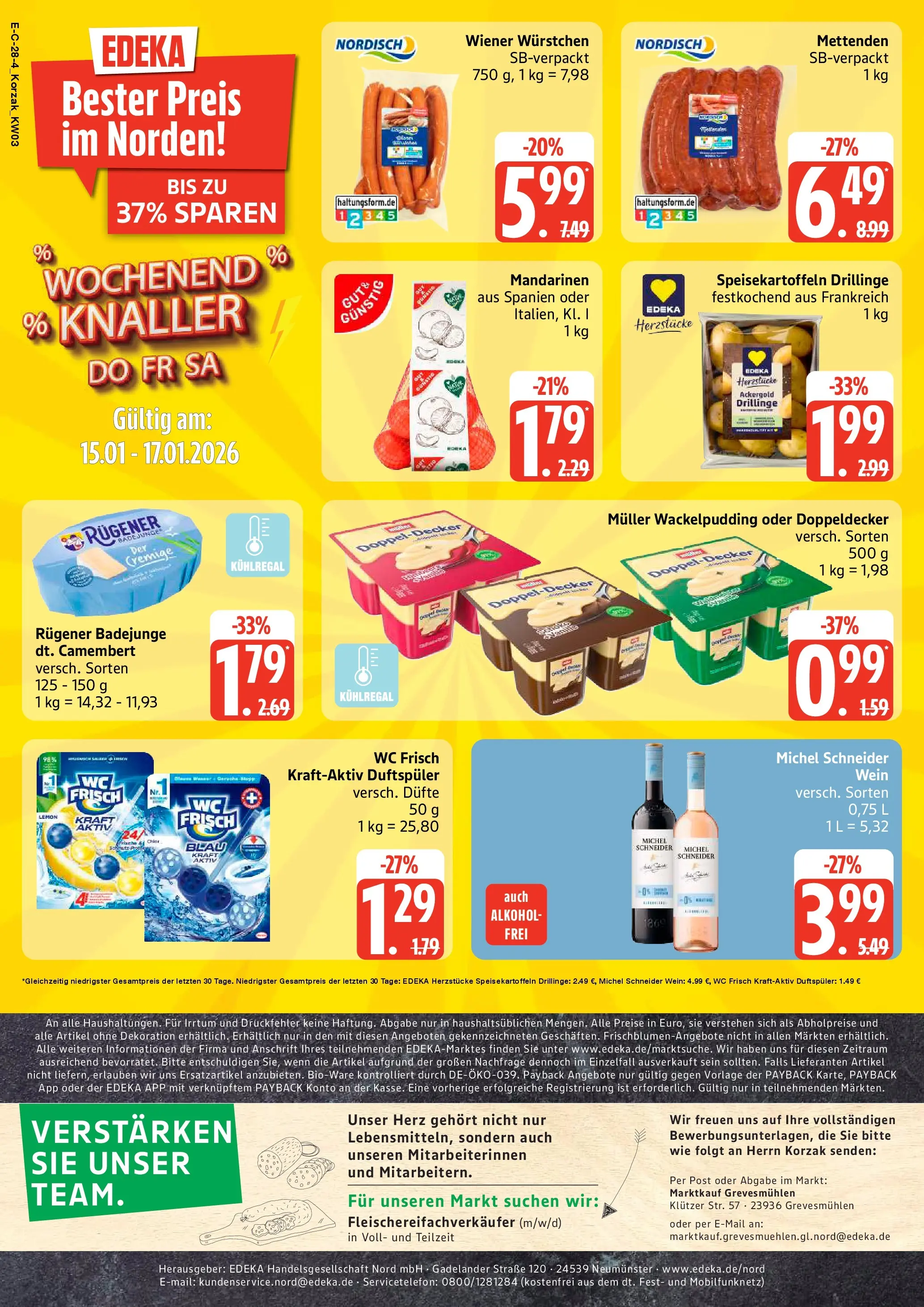 Marktkauf - Marktkauf: Wochenangebote (ab 11.01.2026) » Angebote online | Seite: 32 | Produkte: Wiener wurstchen, Mandarinen, Wc frisch, Wein