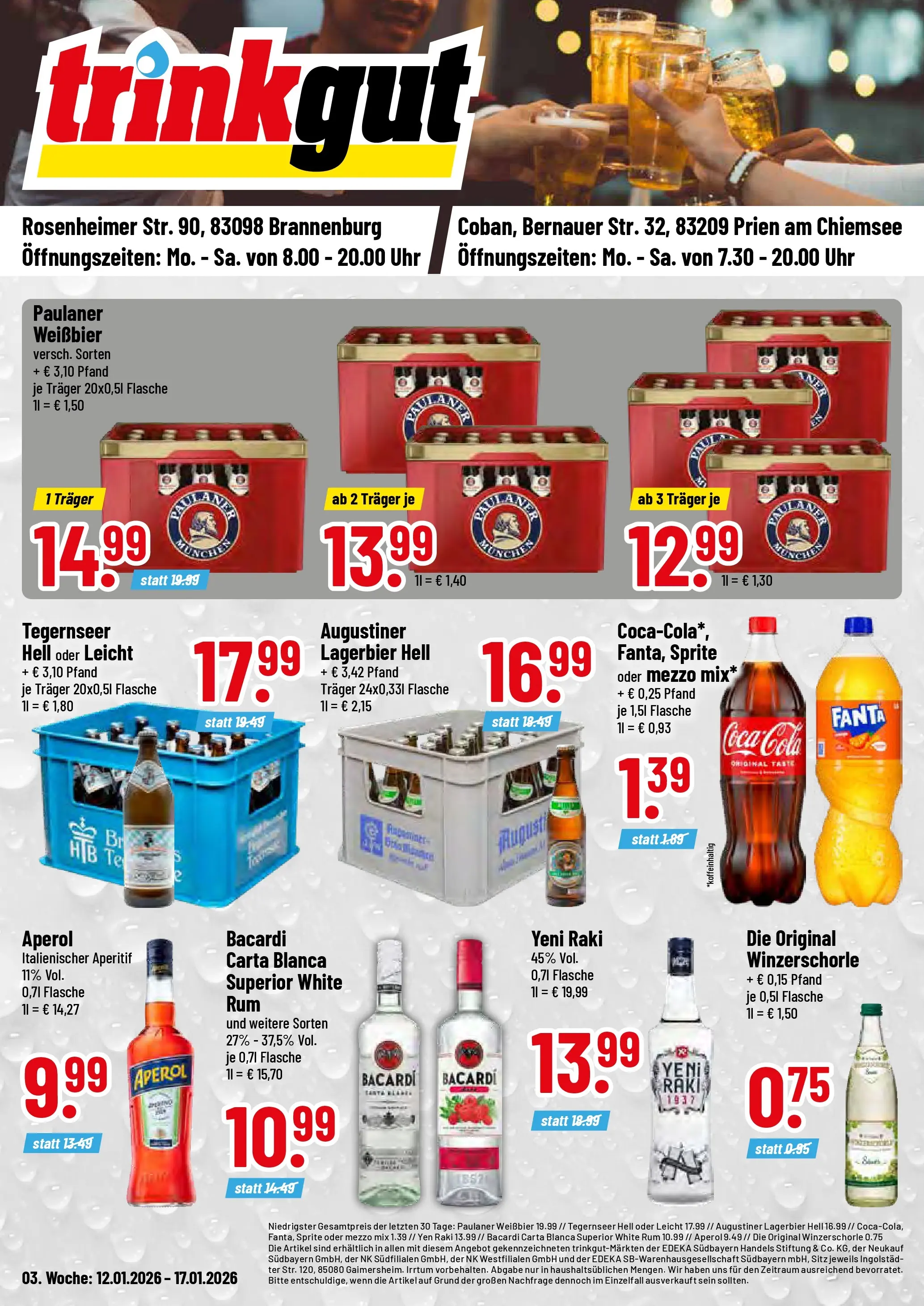 Trinkgut - trinkgut: Wochenangebote (ab 11.01.2026) » Angebote online | Seite: 1 | Produkte: Coca cola, Fanta, Cola, Weißbier