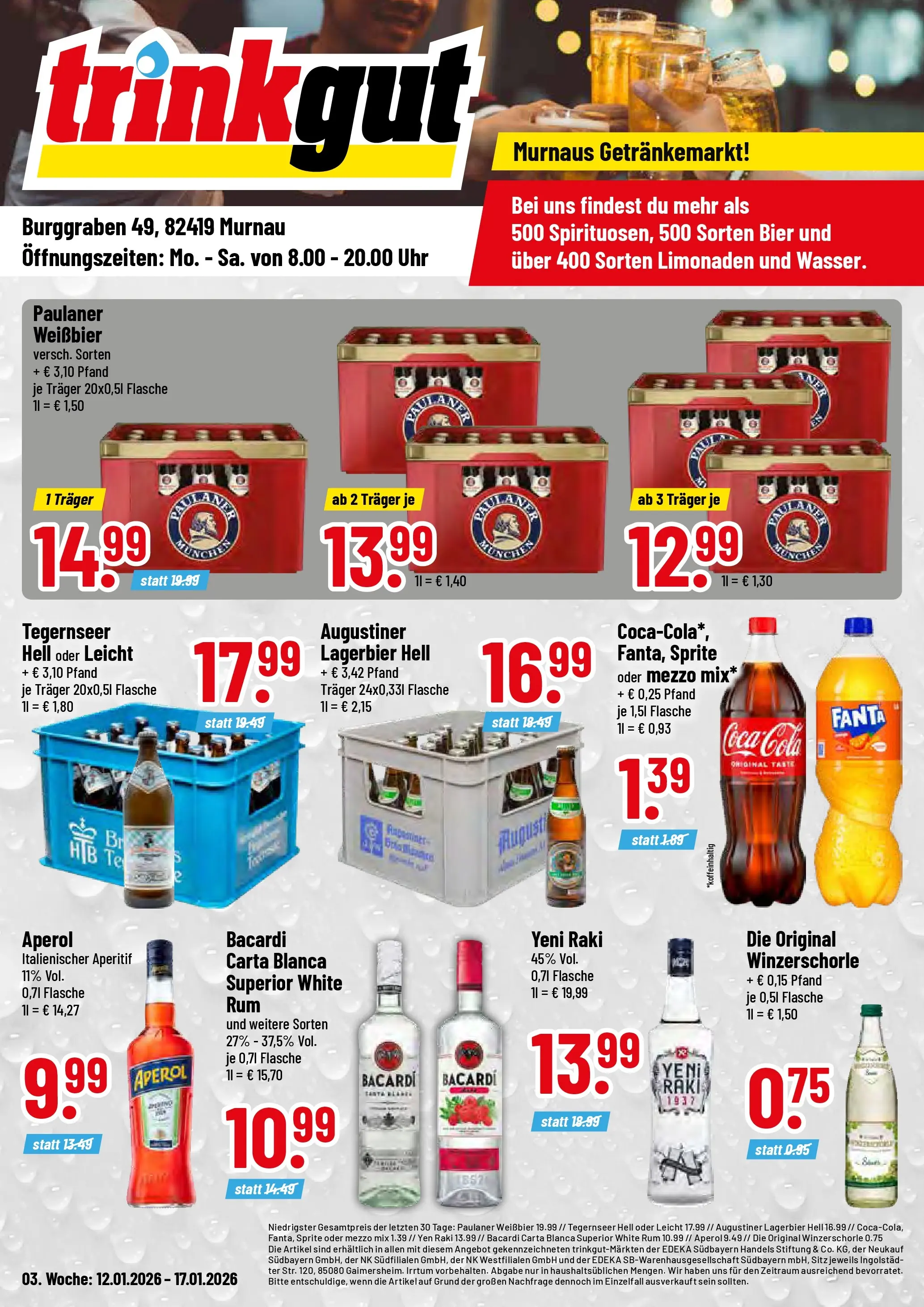 Trinkgut - trinkgut: Wochenangebote (ab 11.01.2026) » Angebote online | Seite: 1 | Produkte: Bacardi, Fanta, Rum, Uhr
