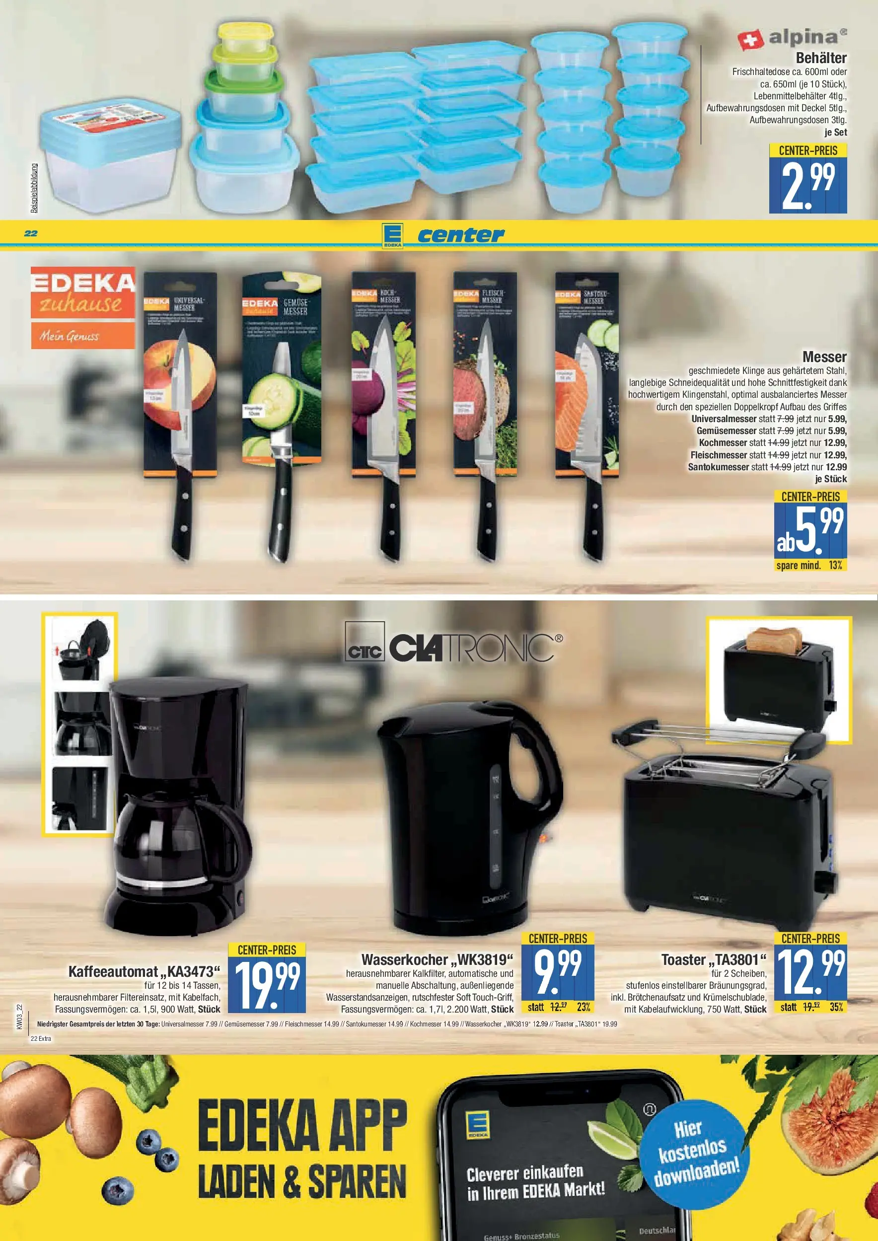 Edeka prospekt Augsburg-Göggingen	 (ab 11.01.2026) » Angebote Online | Seite: 22 | Produkte: Wasserkocher, Toaster, Fleisch