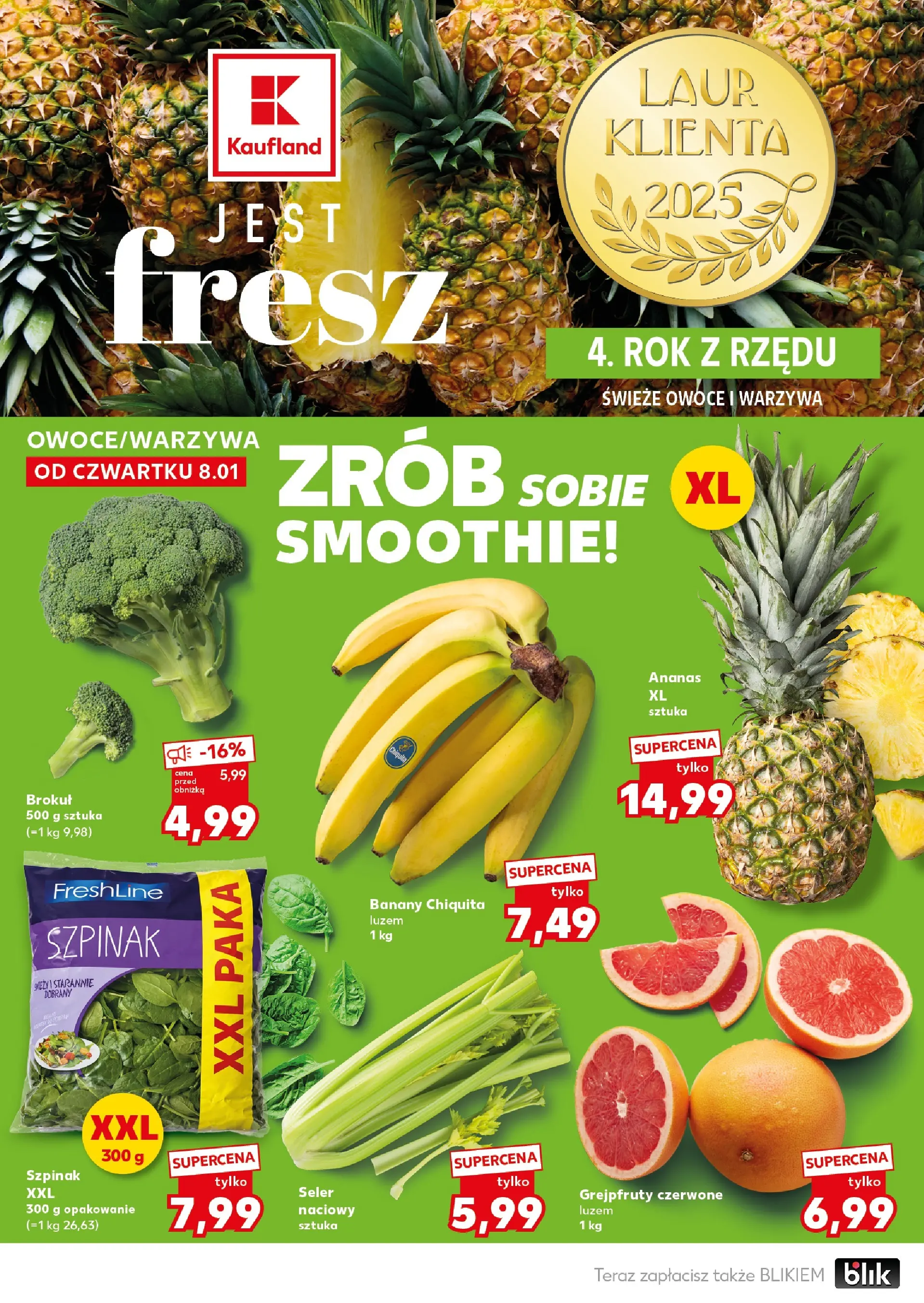 Kaufland gazetka - Super Sobota od 10.01.2026 - od jutra PDF | Strona: 14 | Produkty: Brokuł, Szpinak, Banany, Owoce