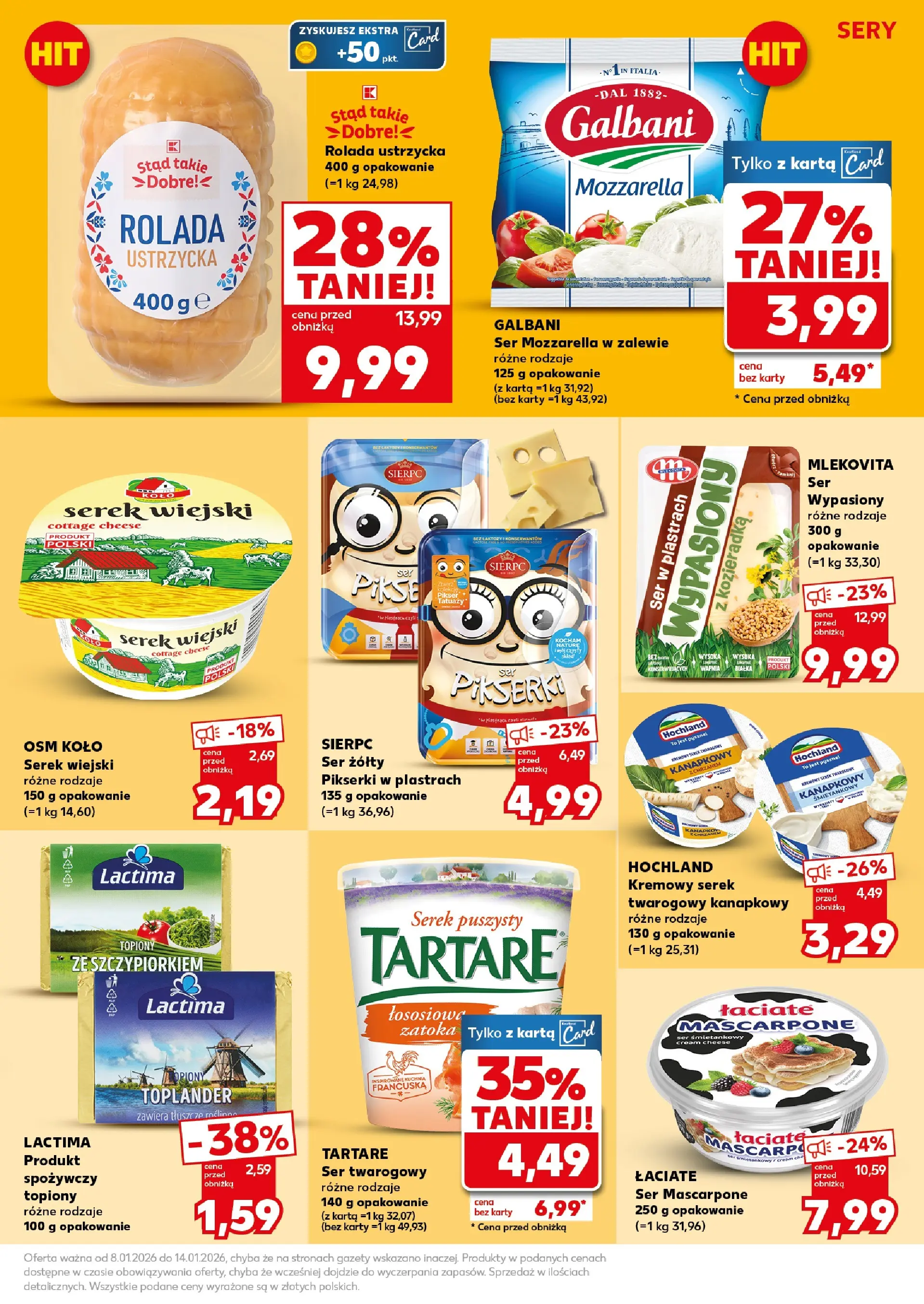 Kaufland gazetka - Super Sobota od 10.01.2026 - od jutra PDF | Strona: 23 | Produkty: Ser żółty, Mascarpone, Serek wiejski, Ser mascarpone